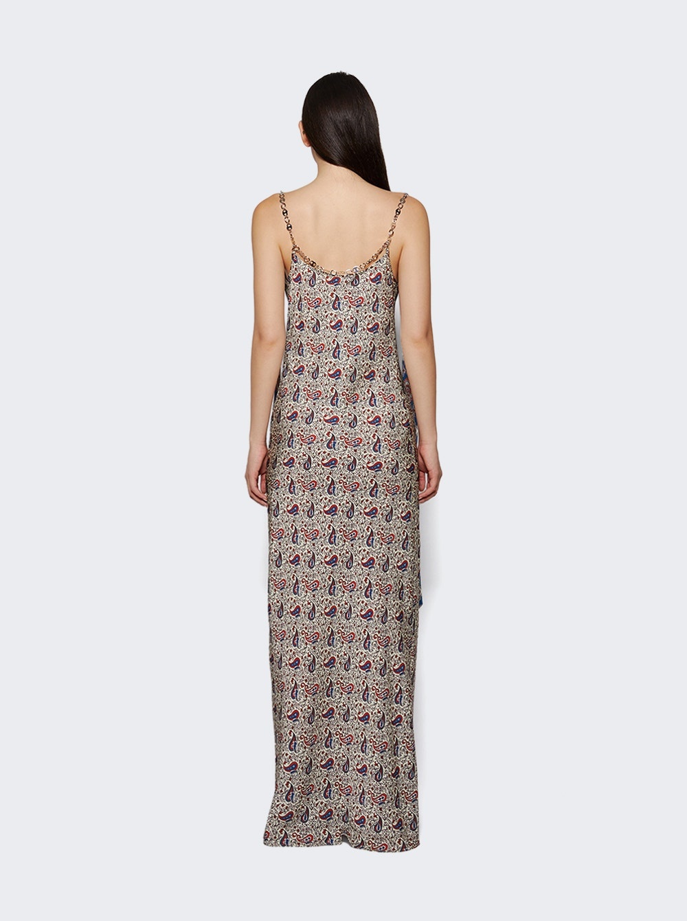Long Satin Dress Paisley Bandana Print - 4