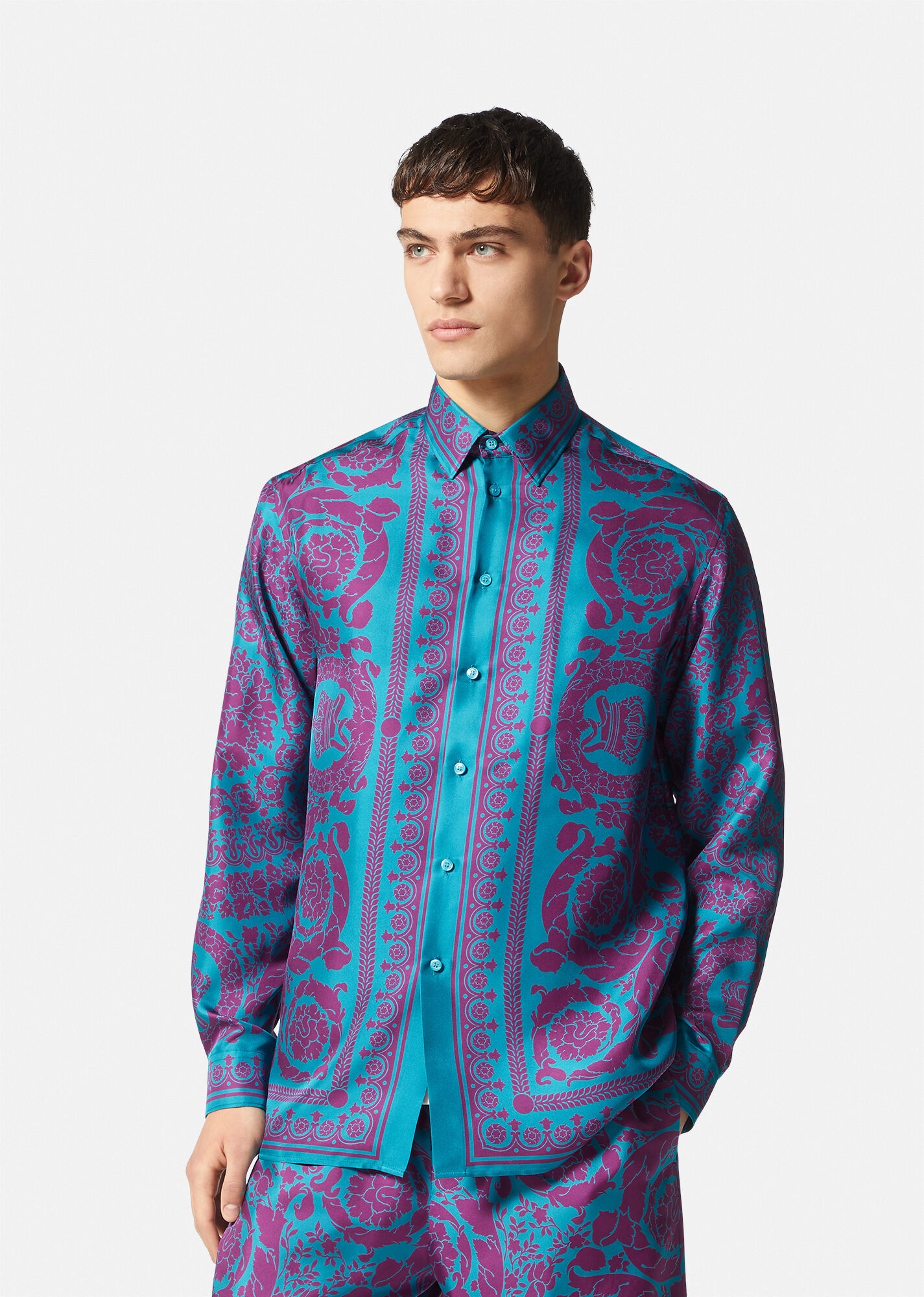 Barocco Silhouette Silk Shirt - 3