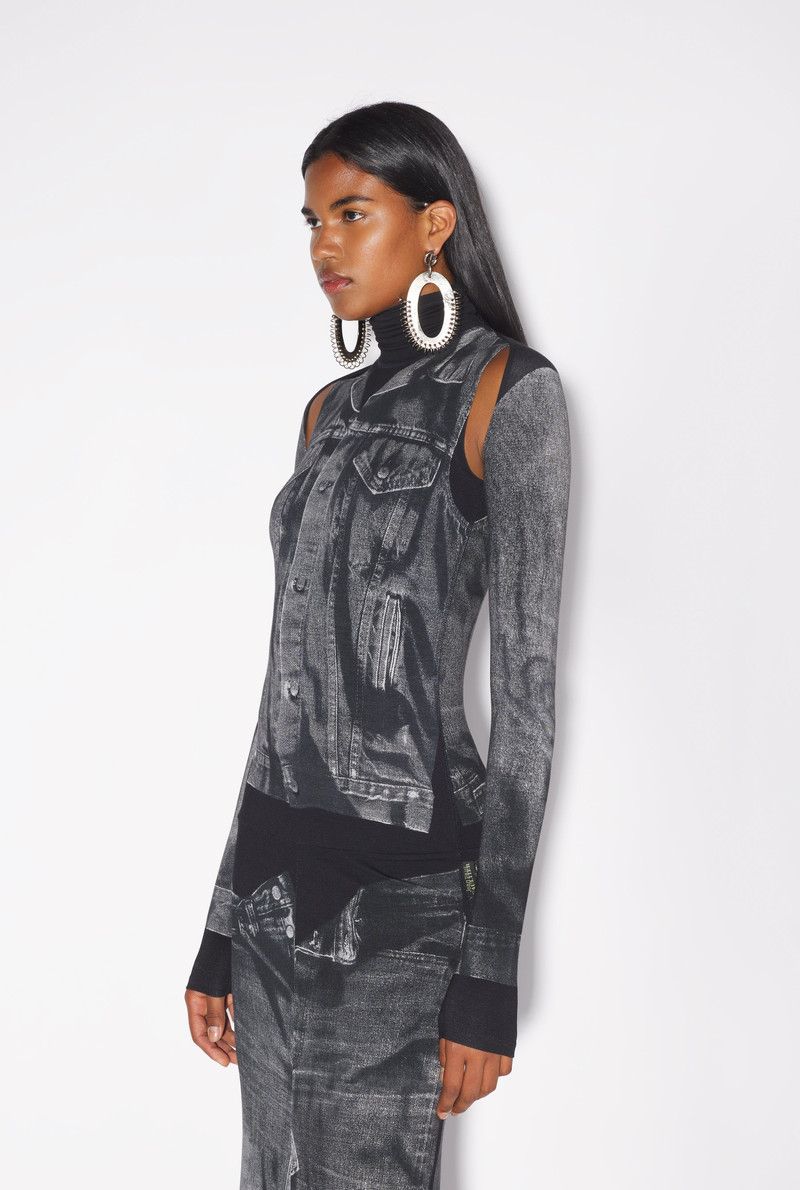 Jean Paul Gaultier THE LONG BLACK DENIM TROMPE L’OEIL DRESS outlook
