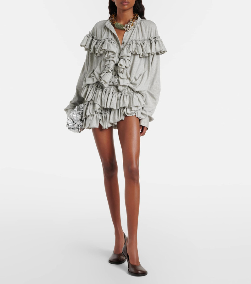 Dries Van Noten Ruffled asymmetric cotton miniskirt outlook