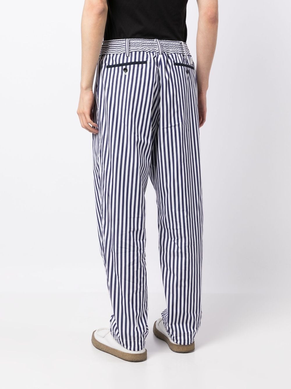 striped drawstring-waist cotton trousers - 4