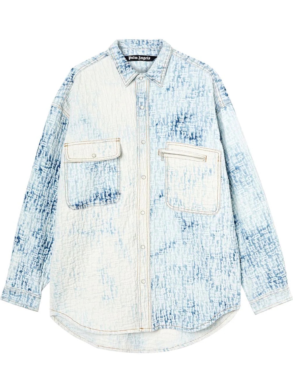 monogram print denim shirt - 1