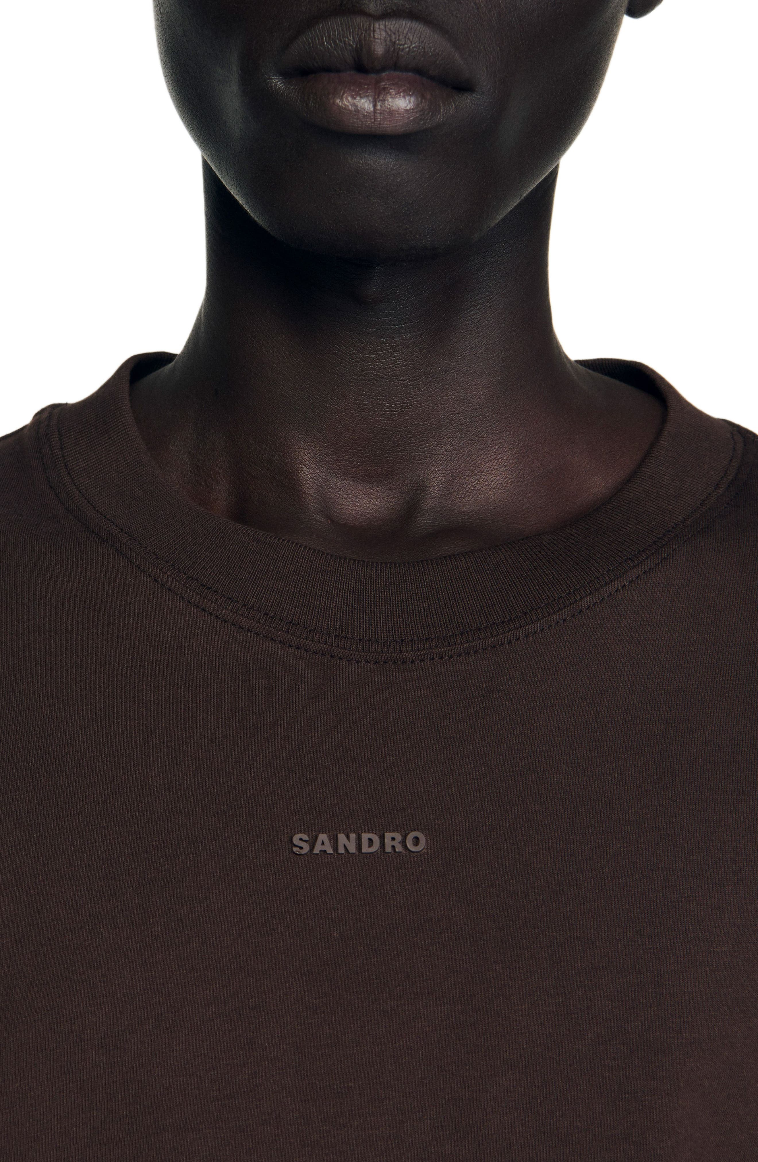 SANDRO Cotton T-shirt with logo in Chocolate at Nordstrom - 4