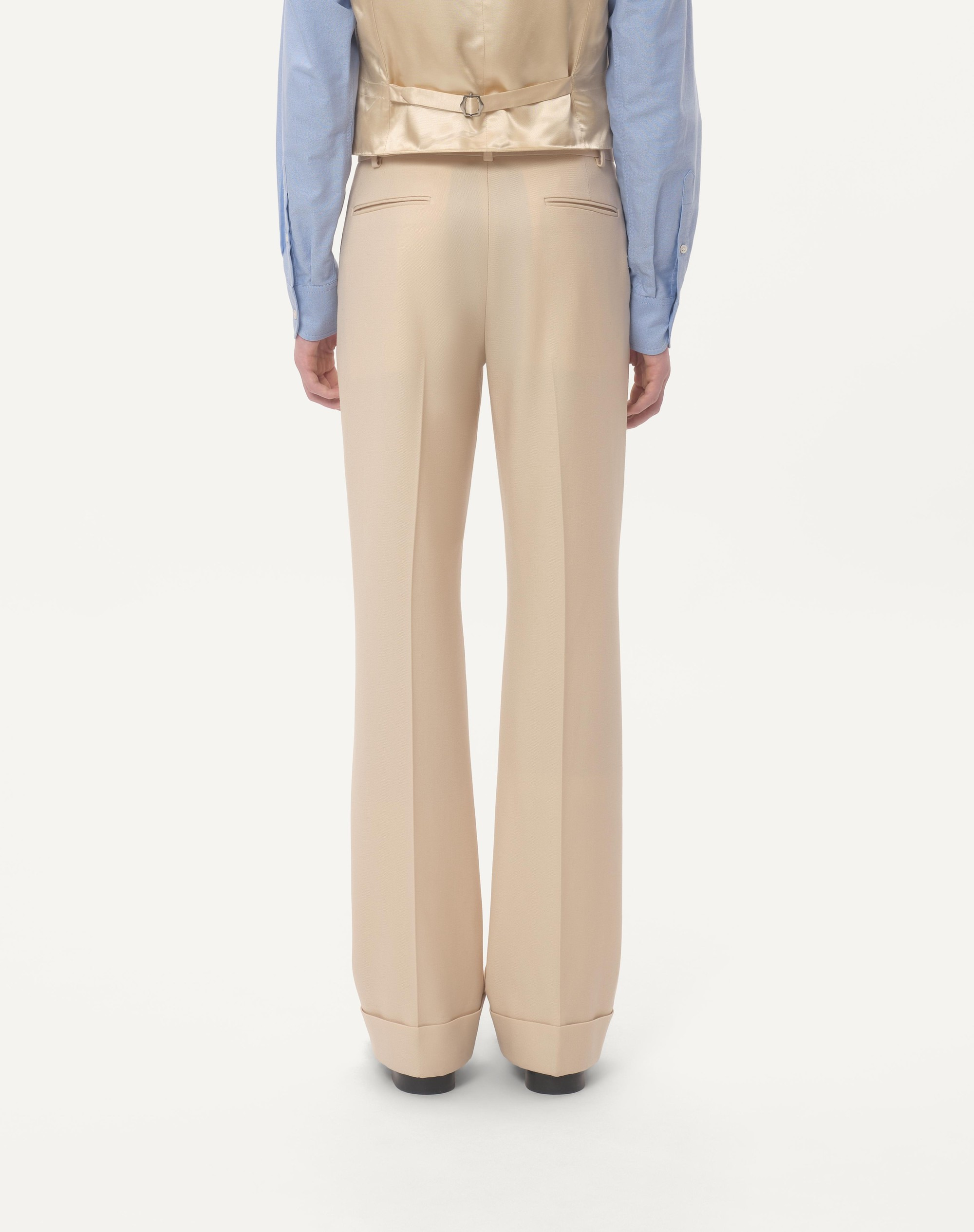 WOOL GABARDINE PANTS WITH TURN-UPS - 6
