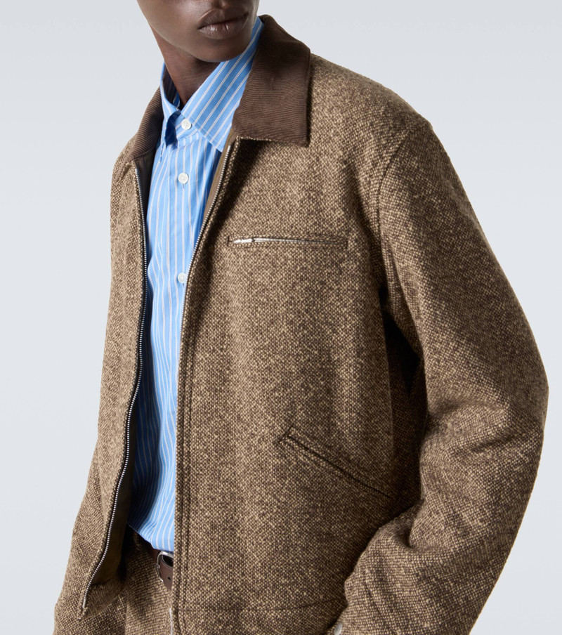 Corduroy-trimmed wool tweed blouson jacket 5