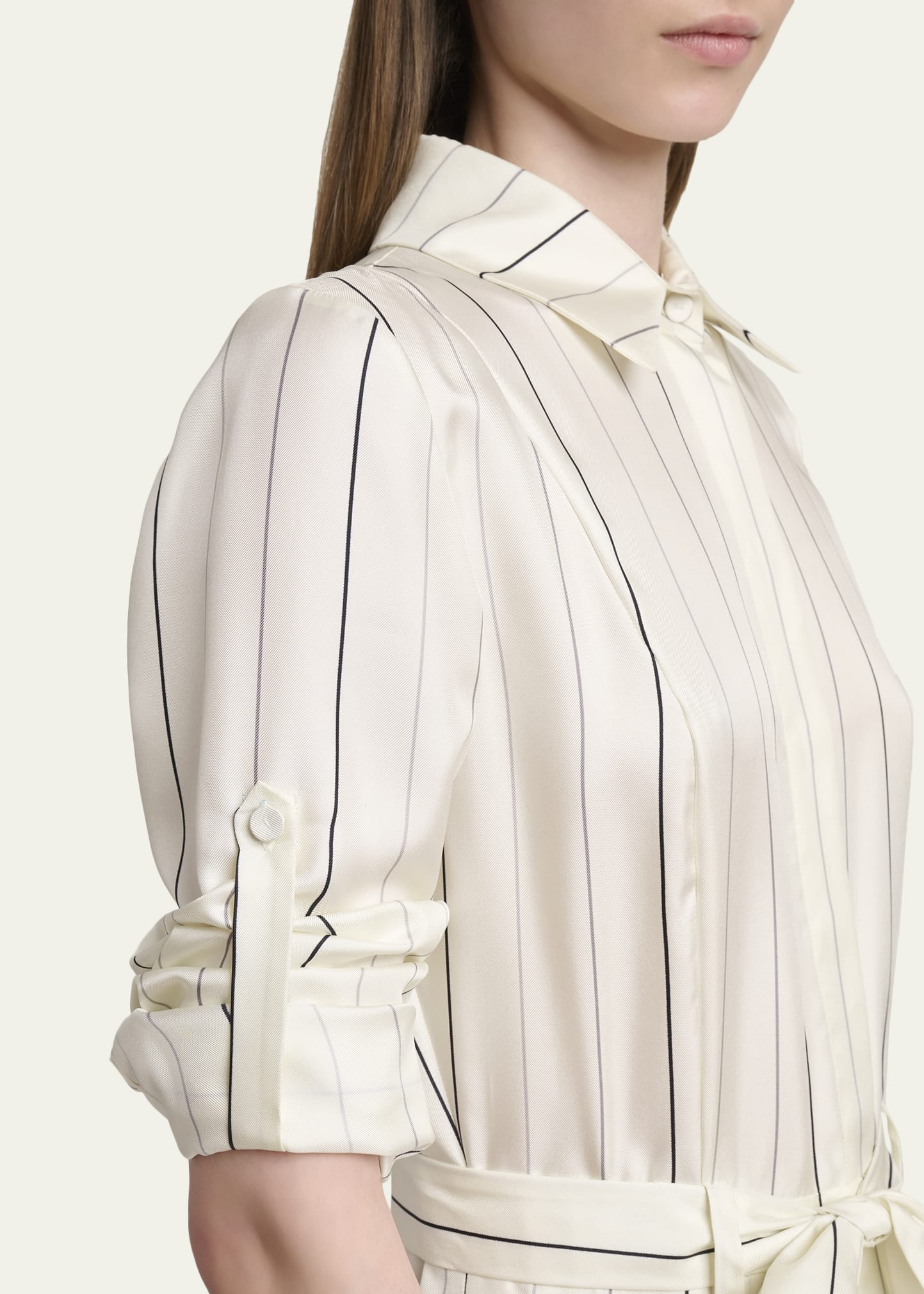 Galway Striped Silk Belted Midi Shirtdress - 5