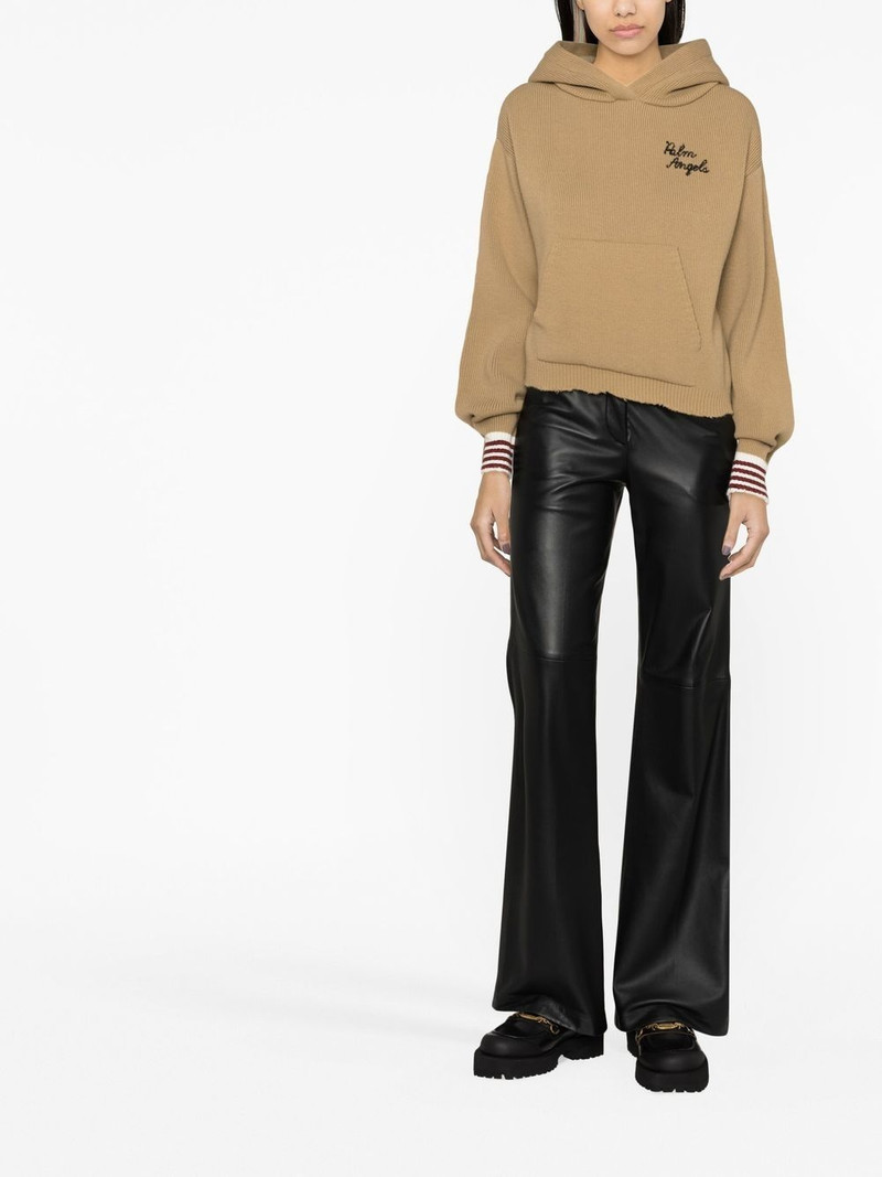 Palm Angels embroidered logo knitted hoodie outlook