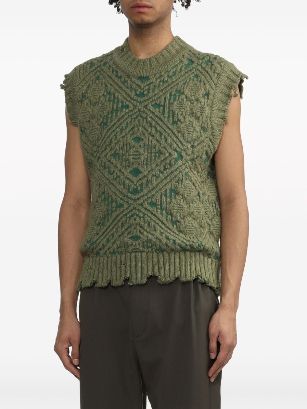 jacquard knitted vest - 3