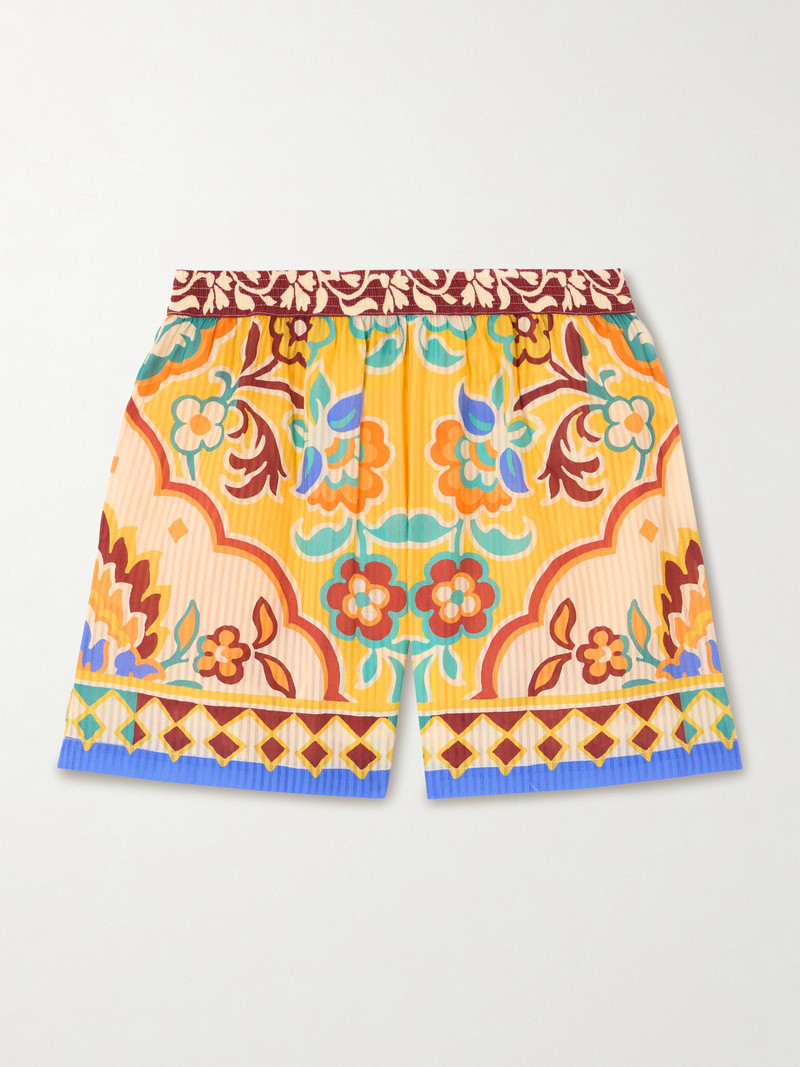 Printed Cotton And Silk-blend Shorts 1