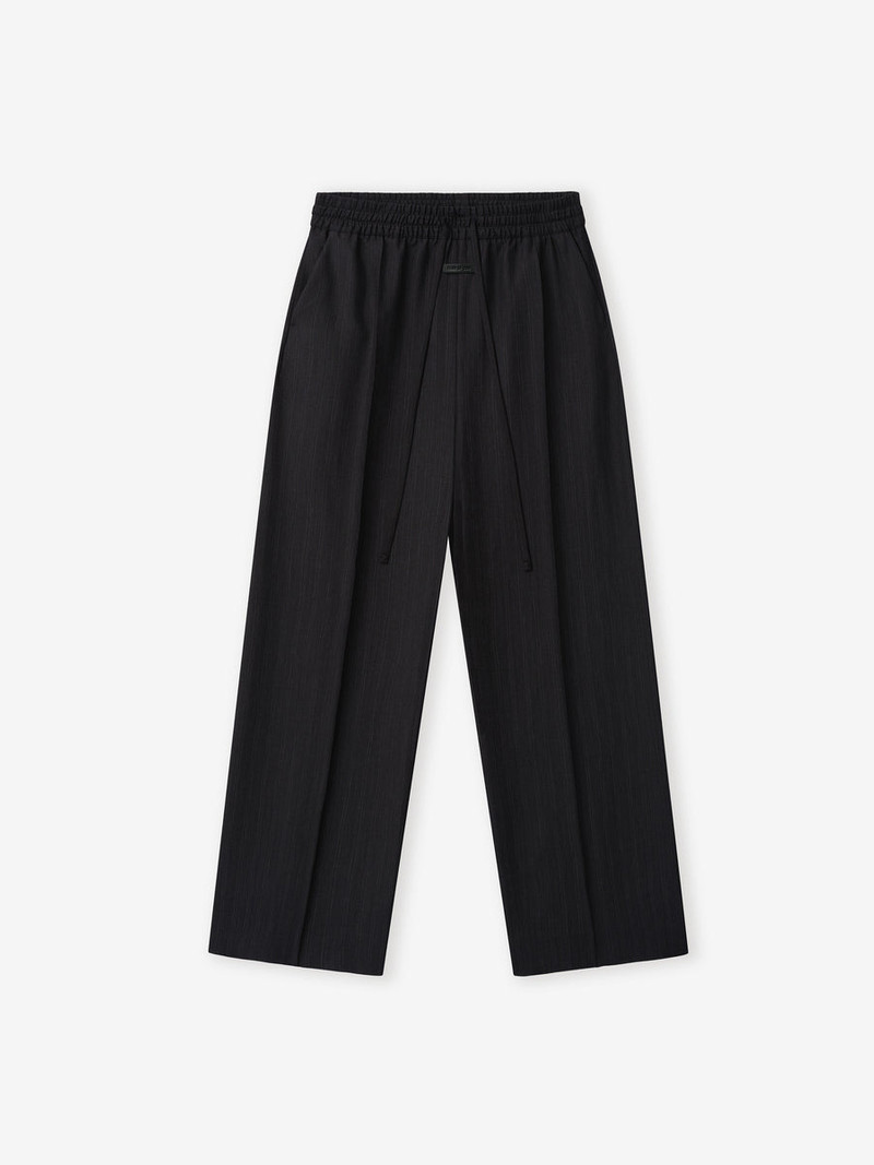 Striped Wool Wide Leg Drawstring Pants - 1