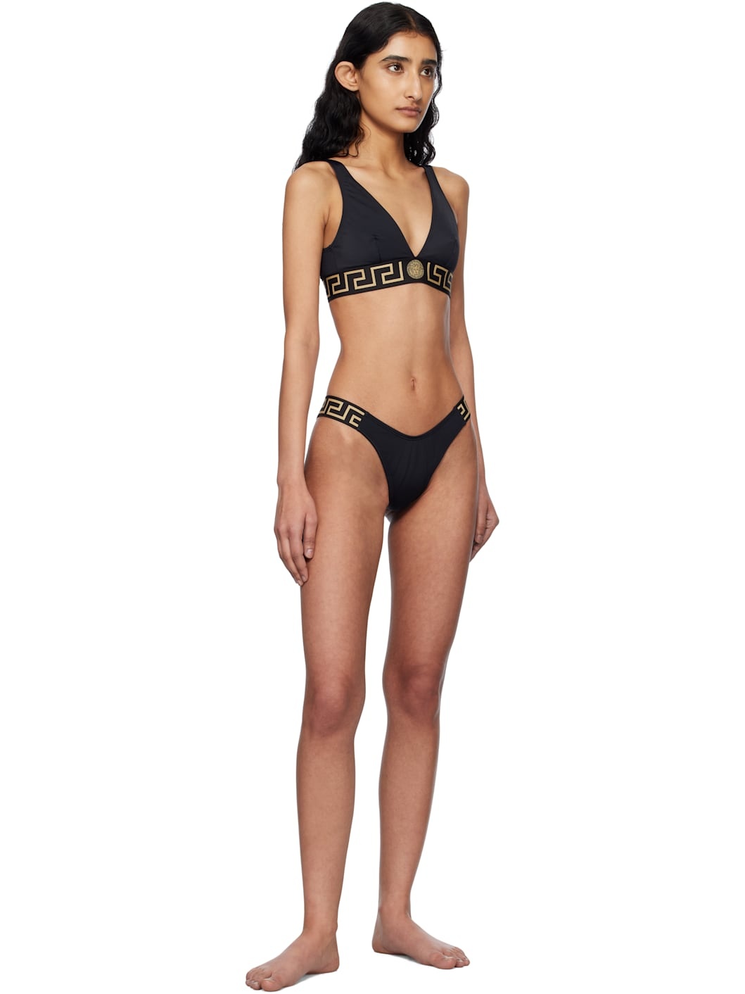Black Greca Border Bikini Bottom - 4