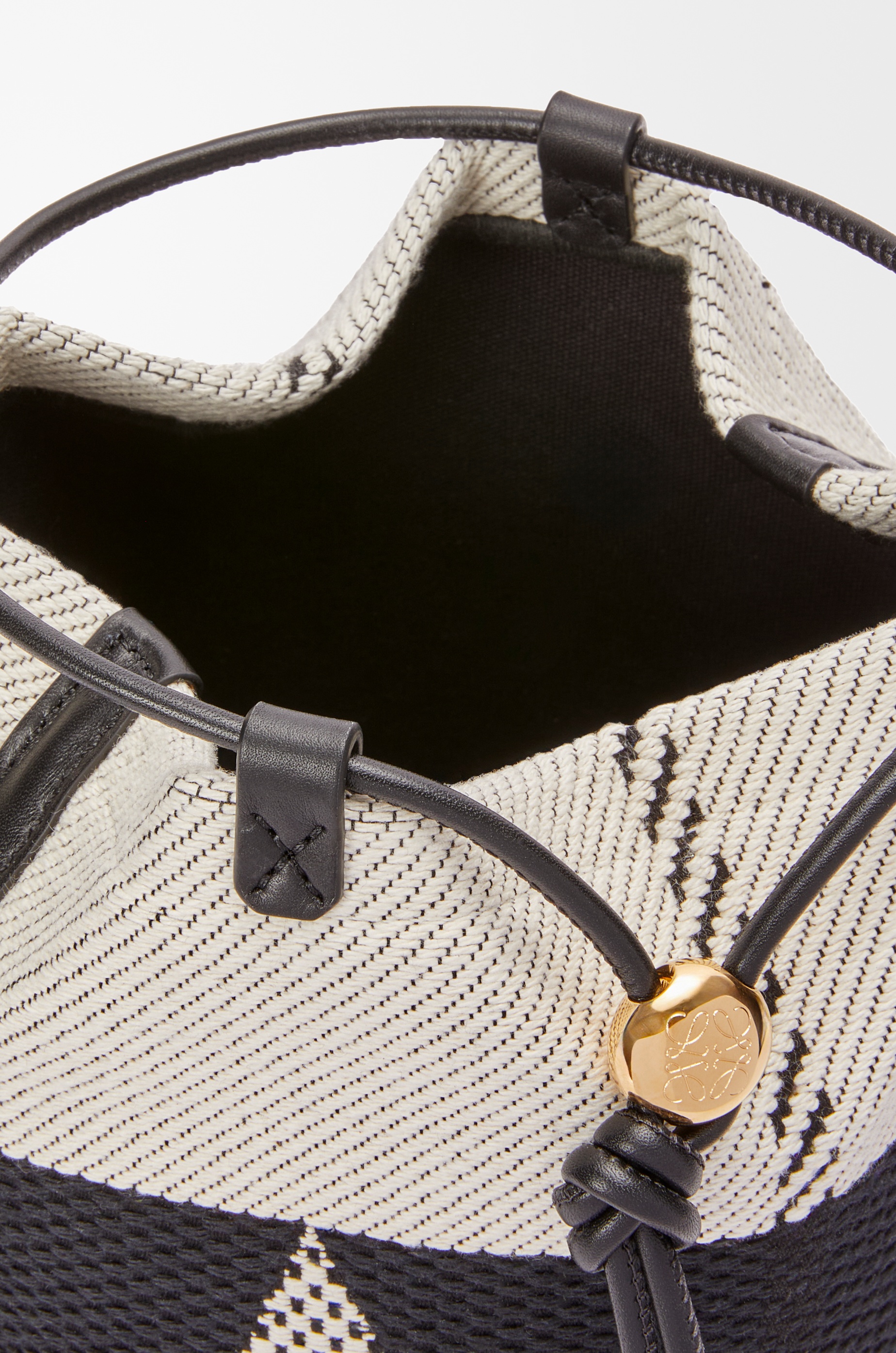 Small Treasure Bako bucket in canvas jacquard and calfskin - 7