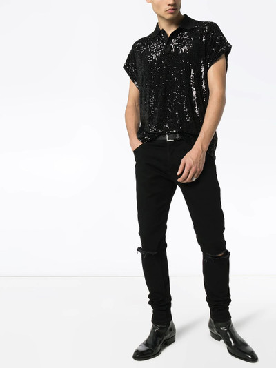 SAINT LAURENT boxy sequinned polo shirt  outlook