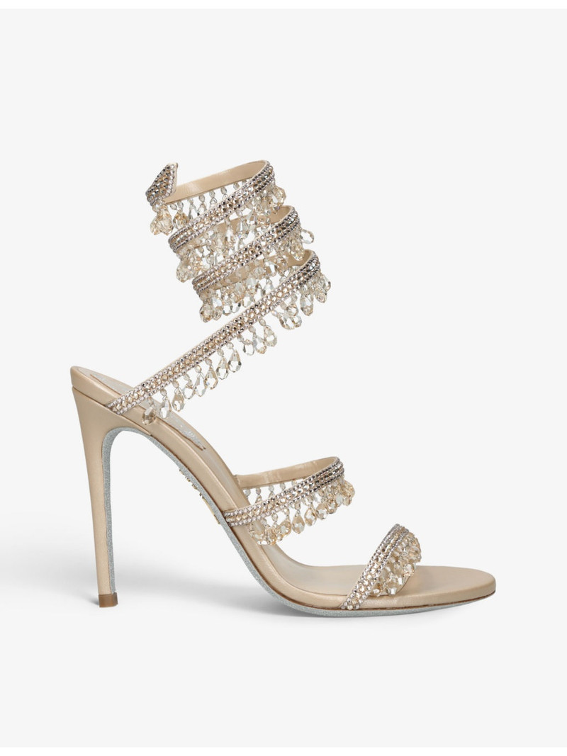 Chandelier 105 crystal-embellished leather heeled courts 1