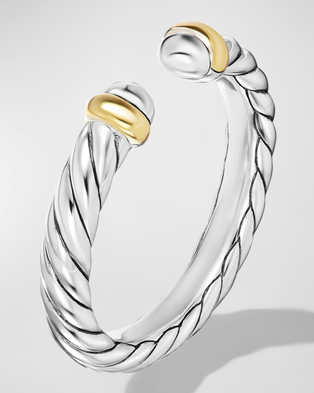 Cable Flex Open Ring in Silver and 14K Gold, 3.4mm - 3