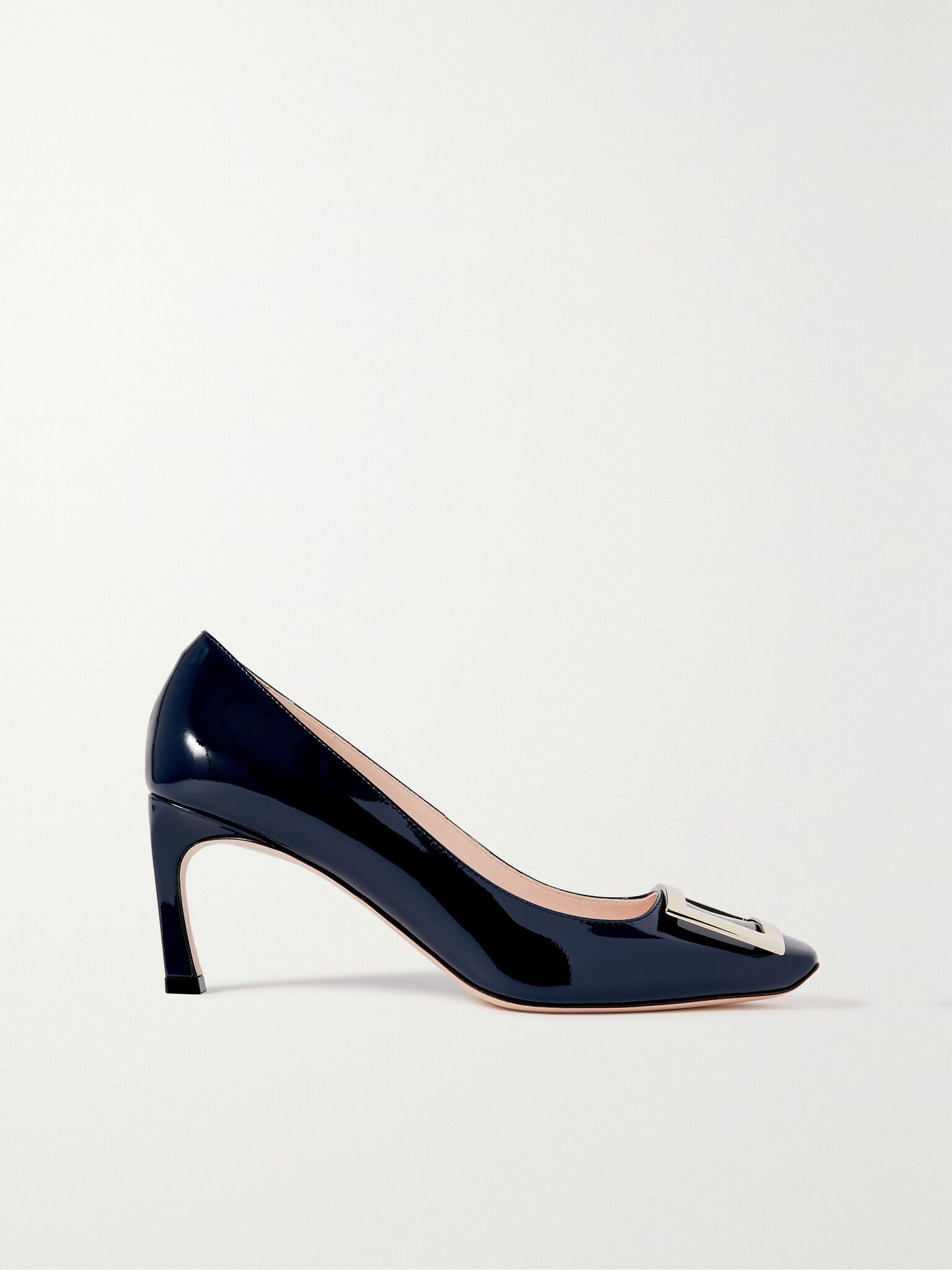Belle Vivier Trompette 70 buckled patent-leather pumps Navy - 1