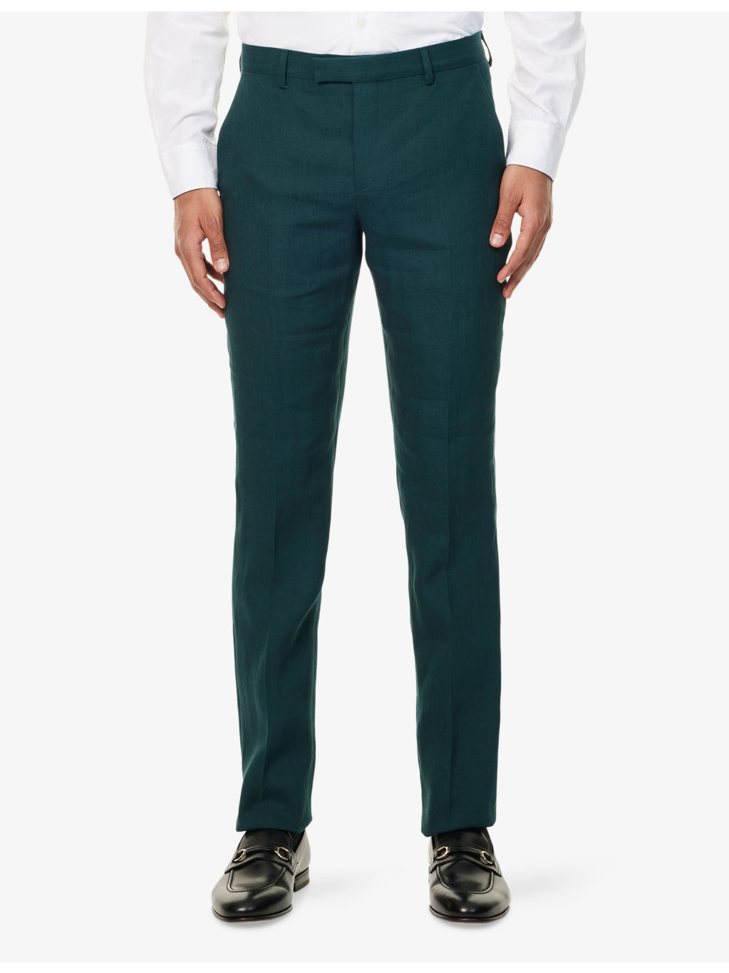 Tapered-Leg Slim-Fit Linen Trousers - 3