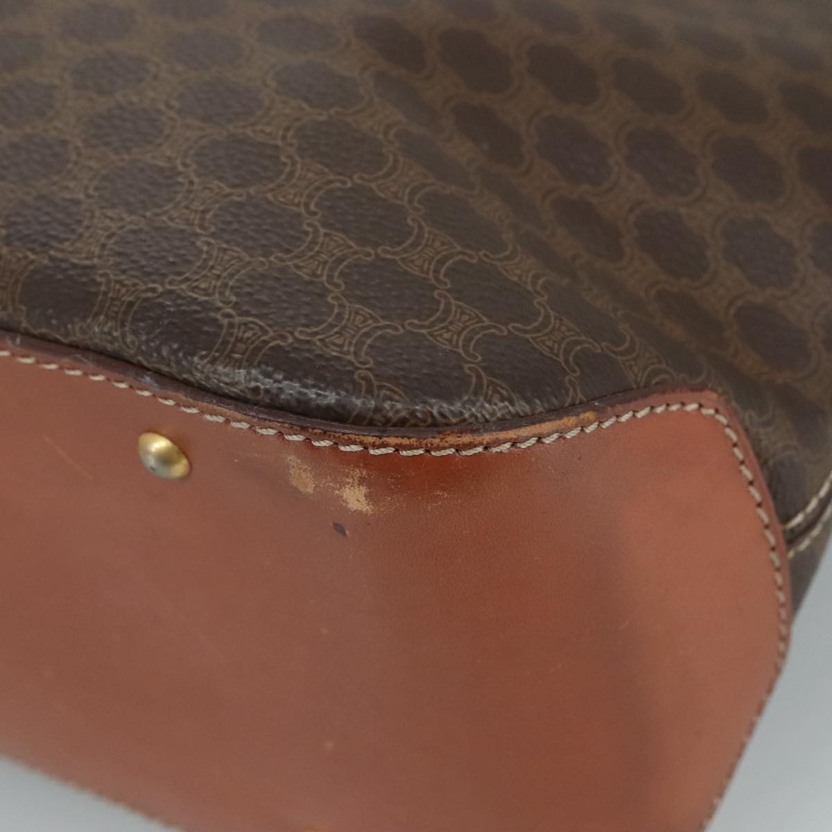 CELINE Macadam Canvas Hand Bag Pvc Leather Brown - 9