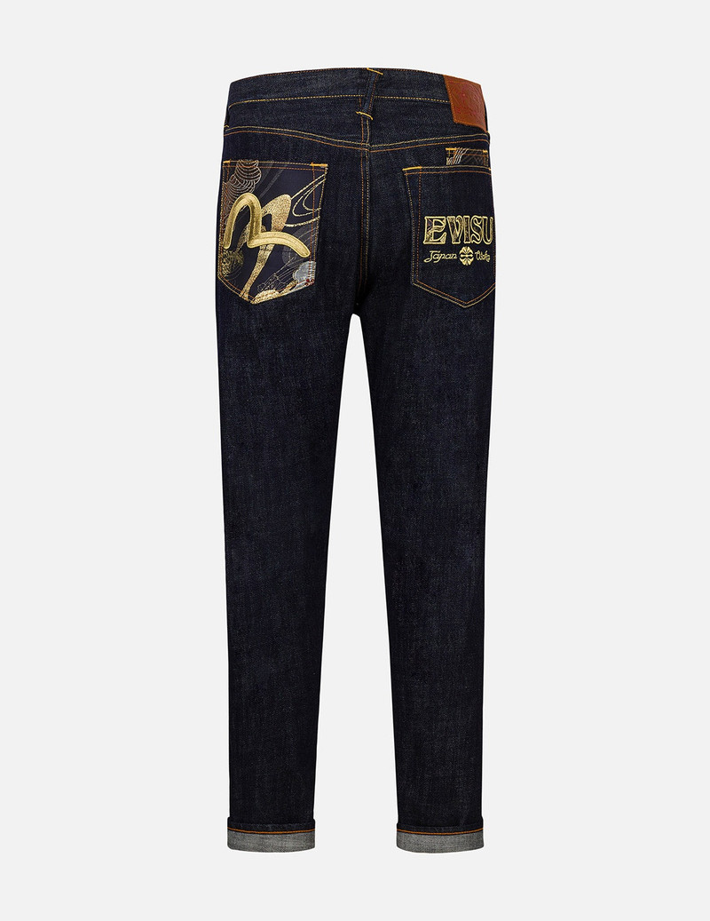 Seagull and Logo Brocade Appliqué Carrot Fit Jeans #2017 1