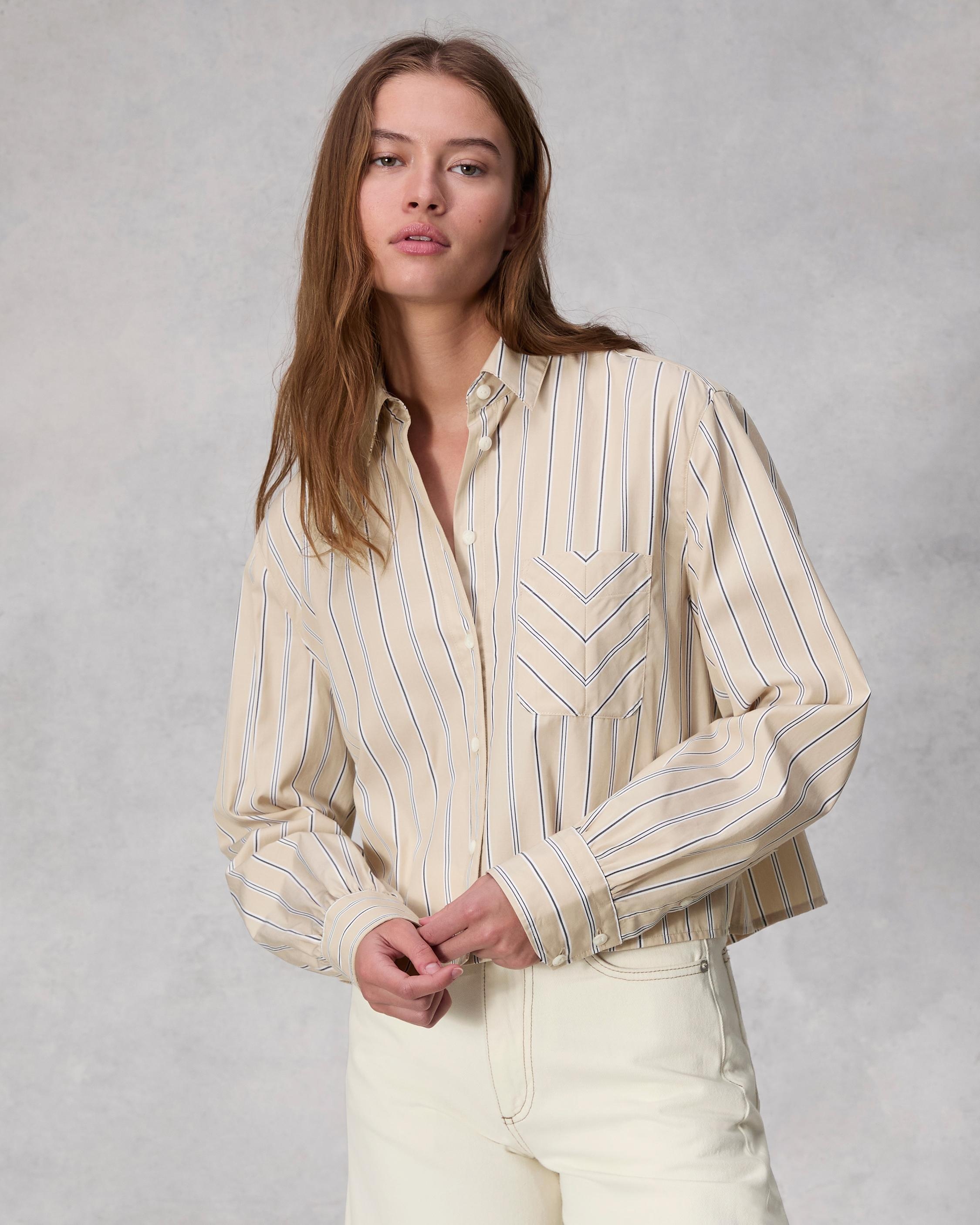 Maxine Cropped Cotton Poplin Shirt
Relaxed Fit Button Down - 2