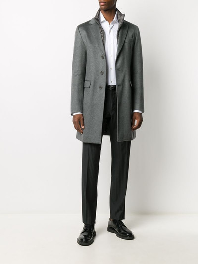 Herno single-breasted layered coat outlook