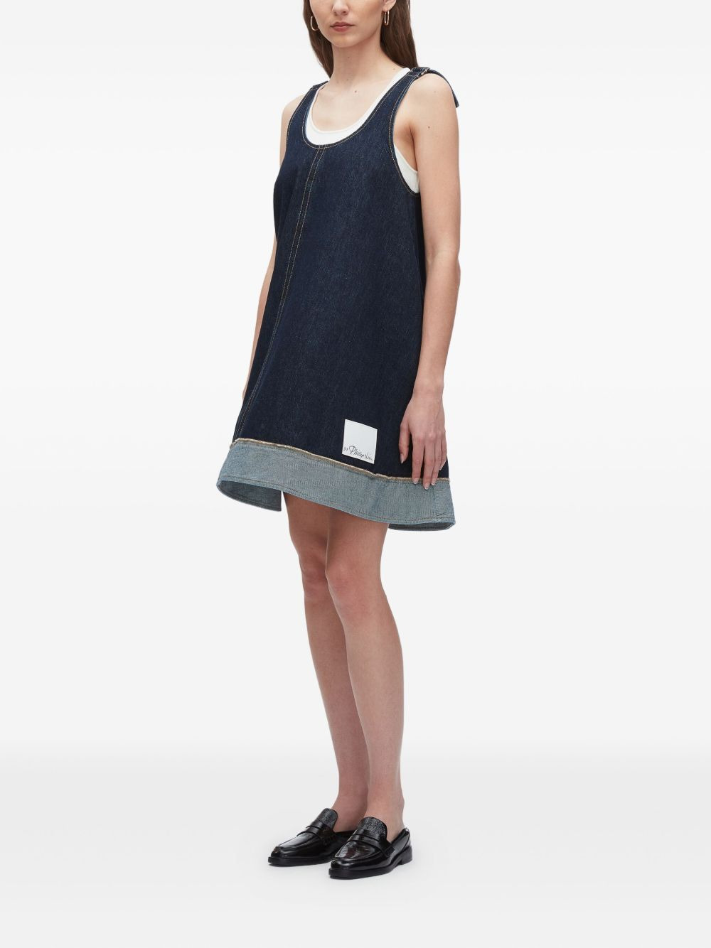 tie-strap denim dress - 3