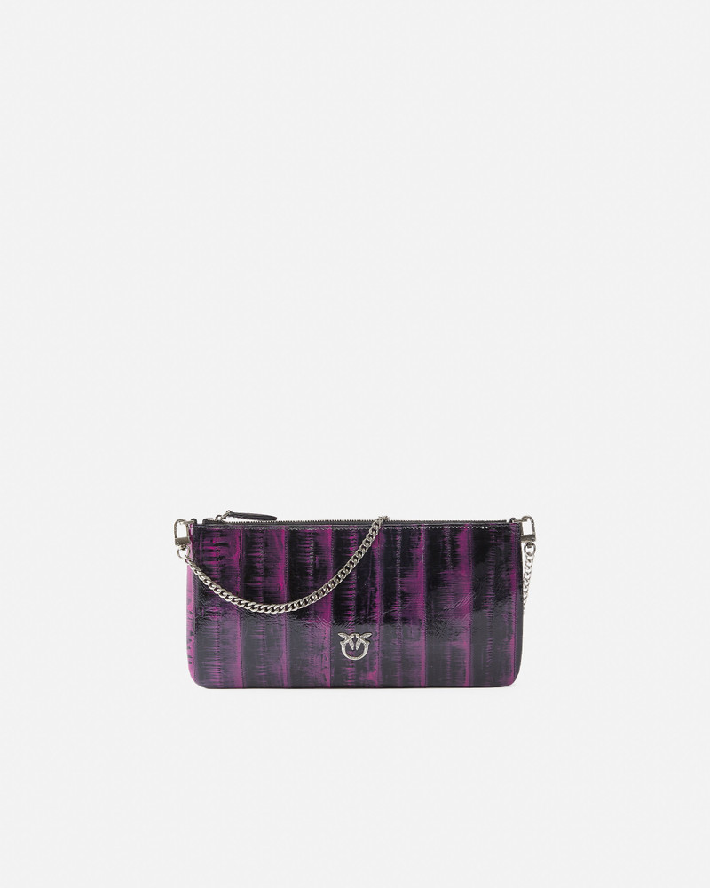 PINKO GALLERIA CLUTCH BAG IN EEL SKIN WITH SHOULDER STRAP 1