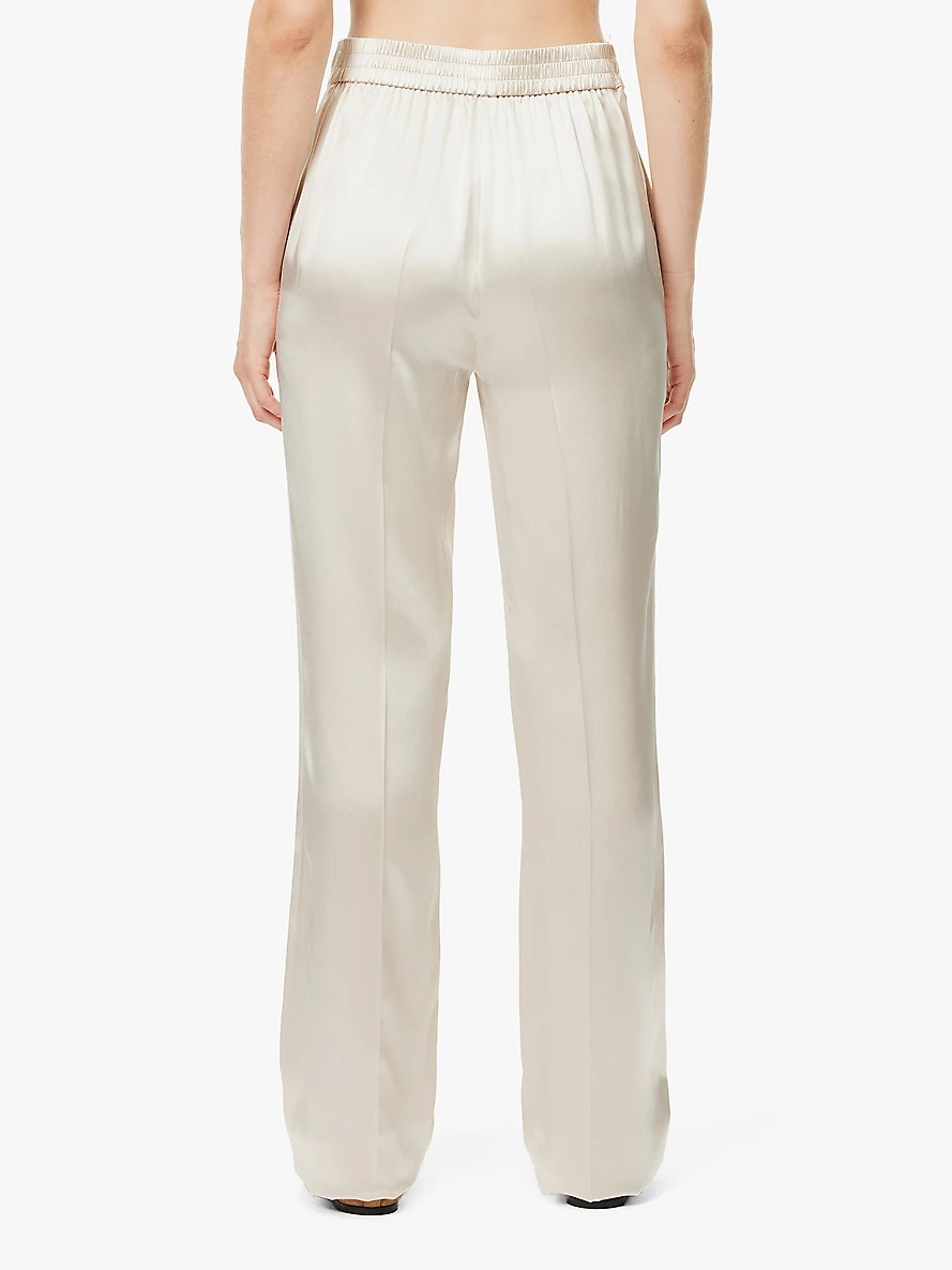 Tova two-slip-pockets straight-leg high-rise silk trousers - 4