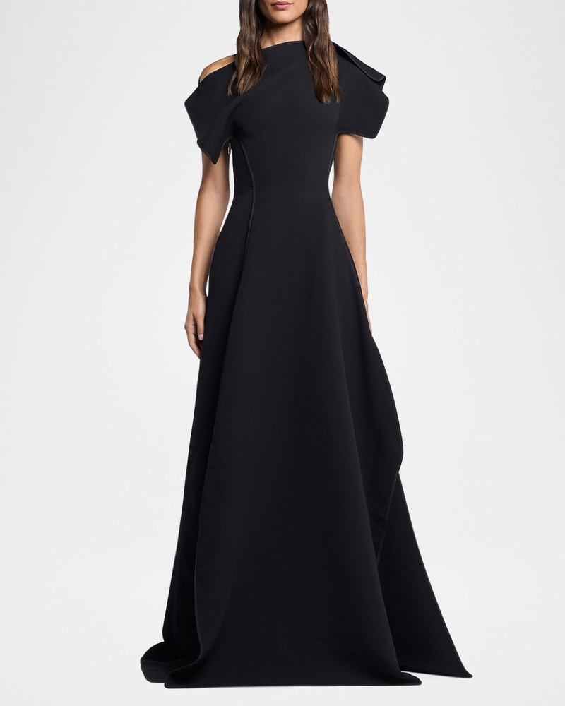 MATICEVSKI Synergy Pieced Short-Sleeve A-Line Gown outlook