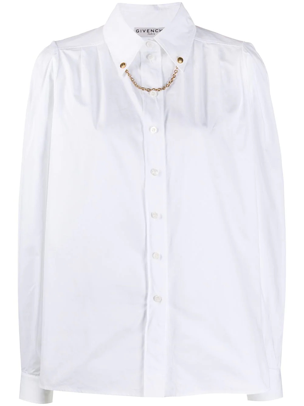 chain-collar cotton shirt - 1