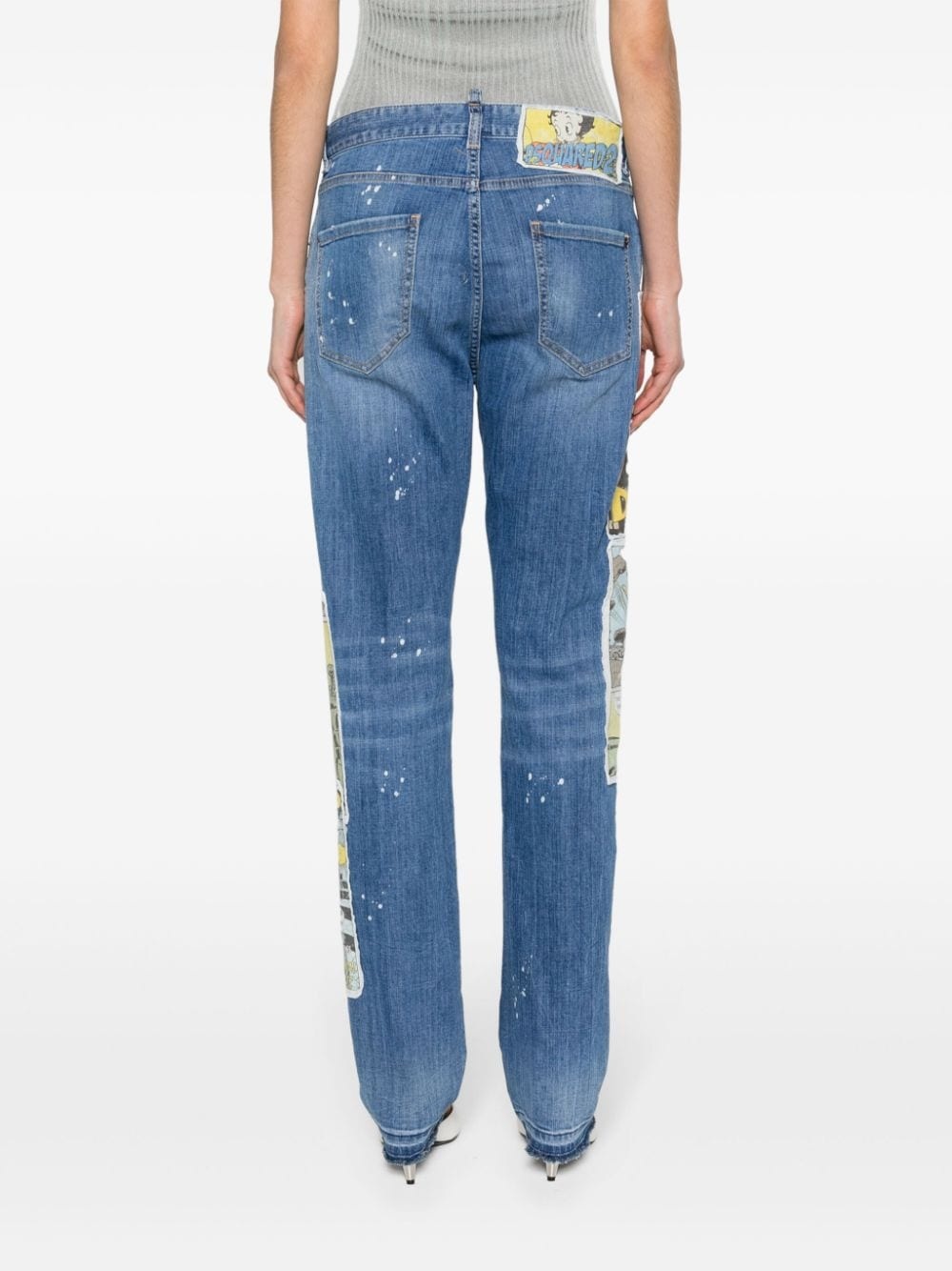 patch-detail straight-leg jeans - 4