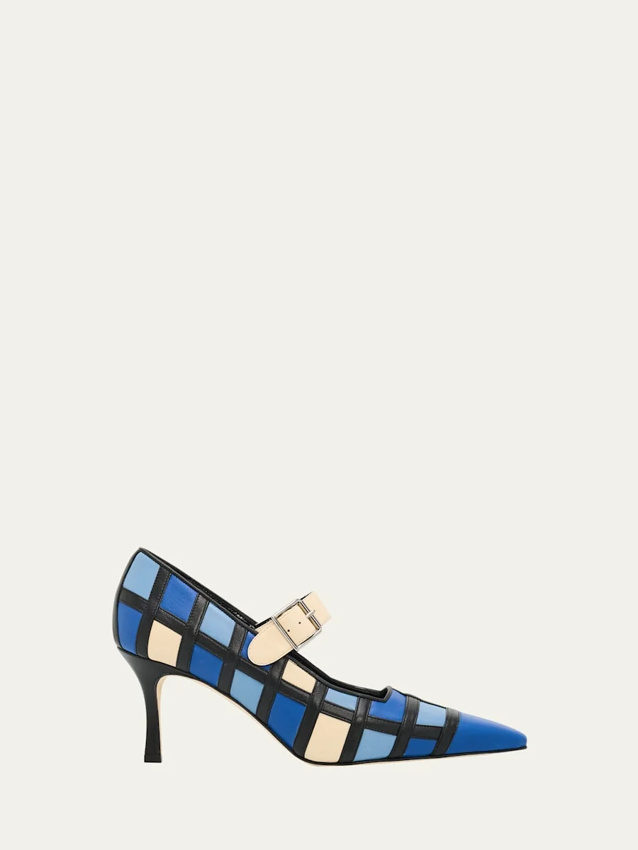 70mm Cucayahi Patchwork Leather Mary Jane Pumps - 1
