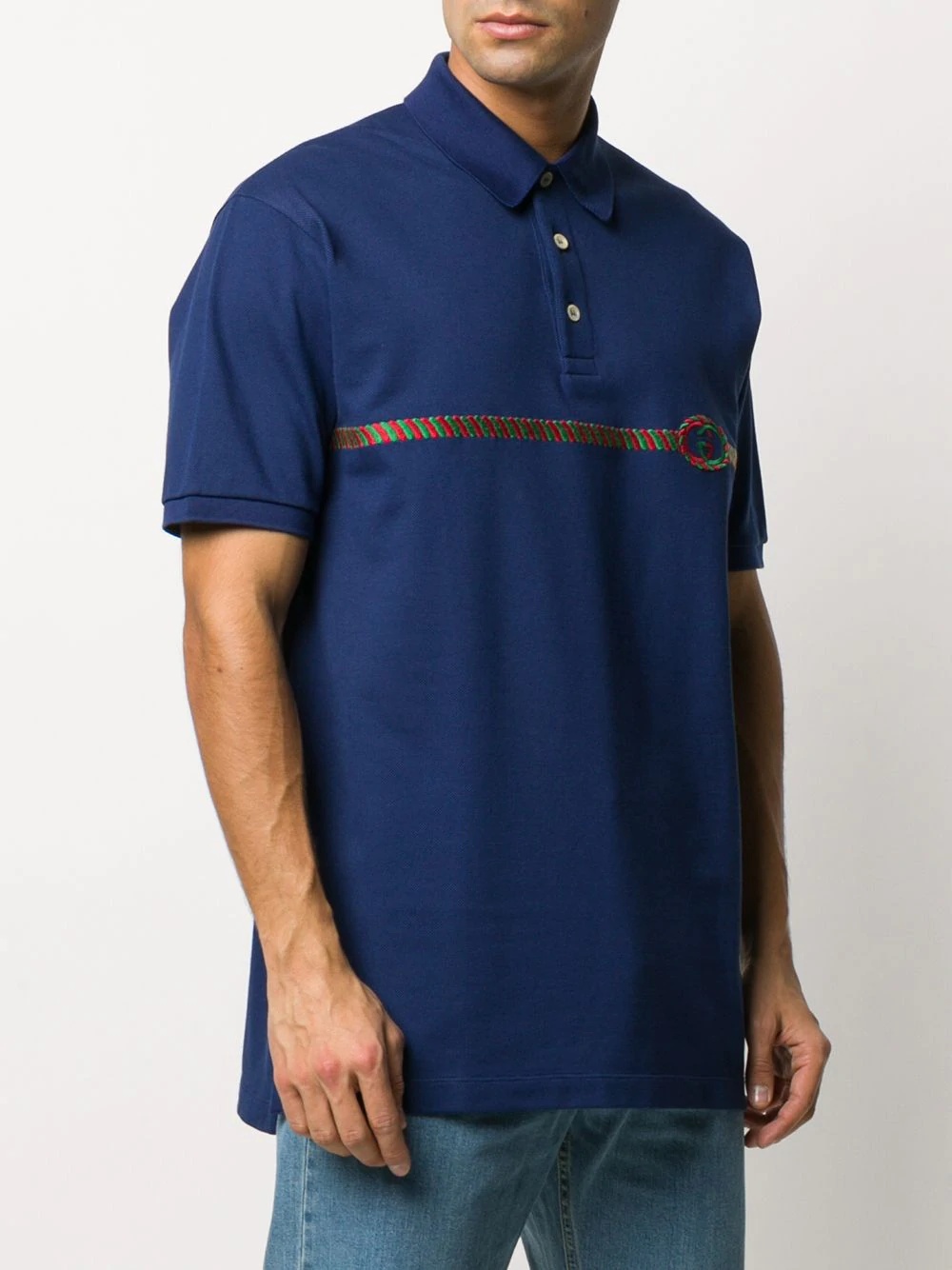 embroidered Web stripe polo shirt - 3