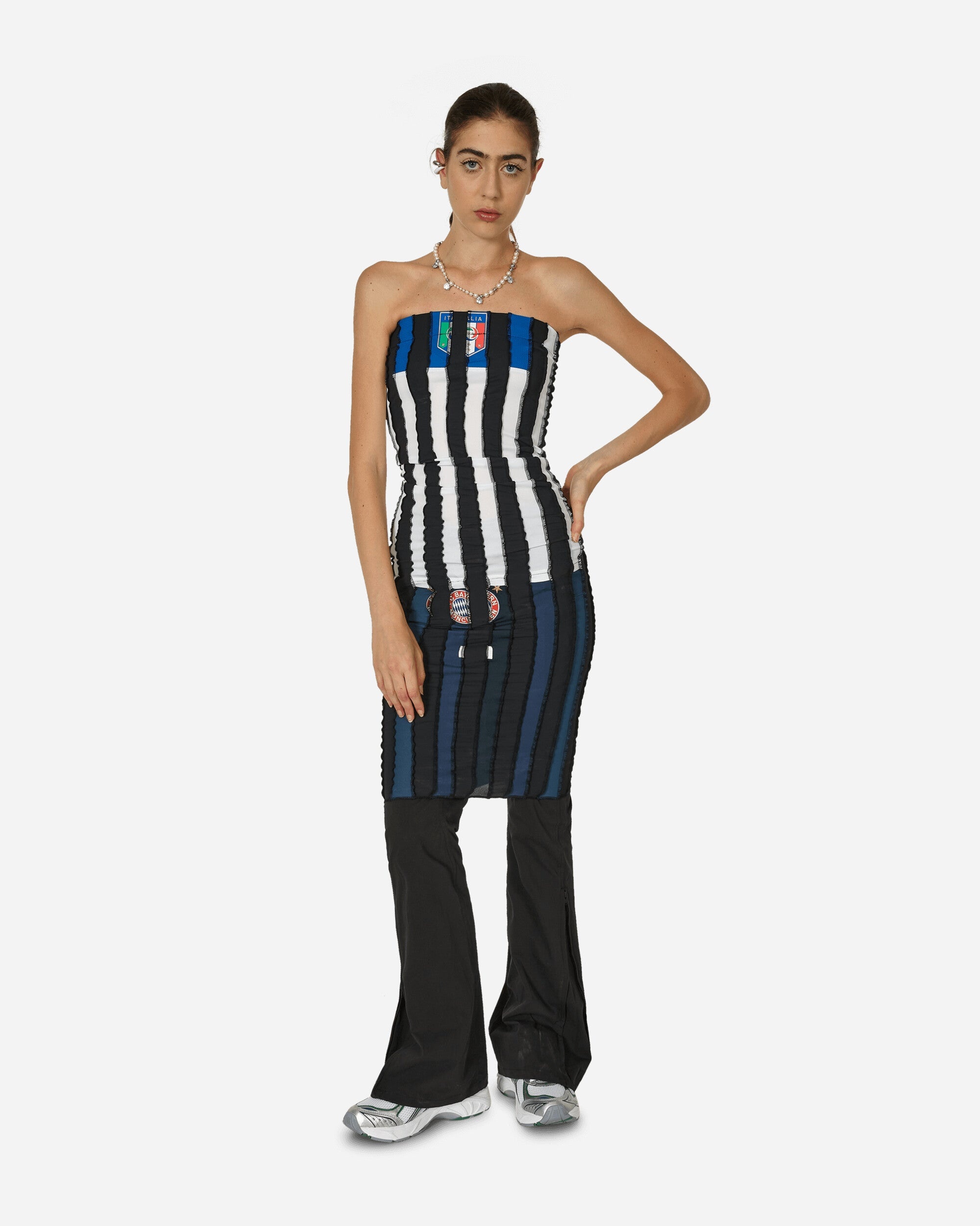 Cut Up Football Tube Dress Black - 4