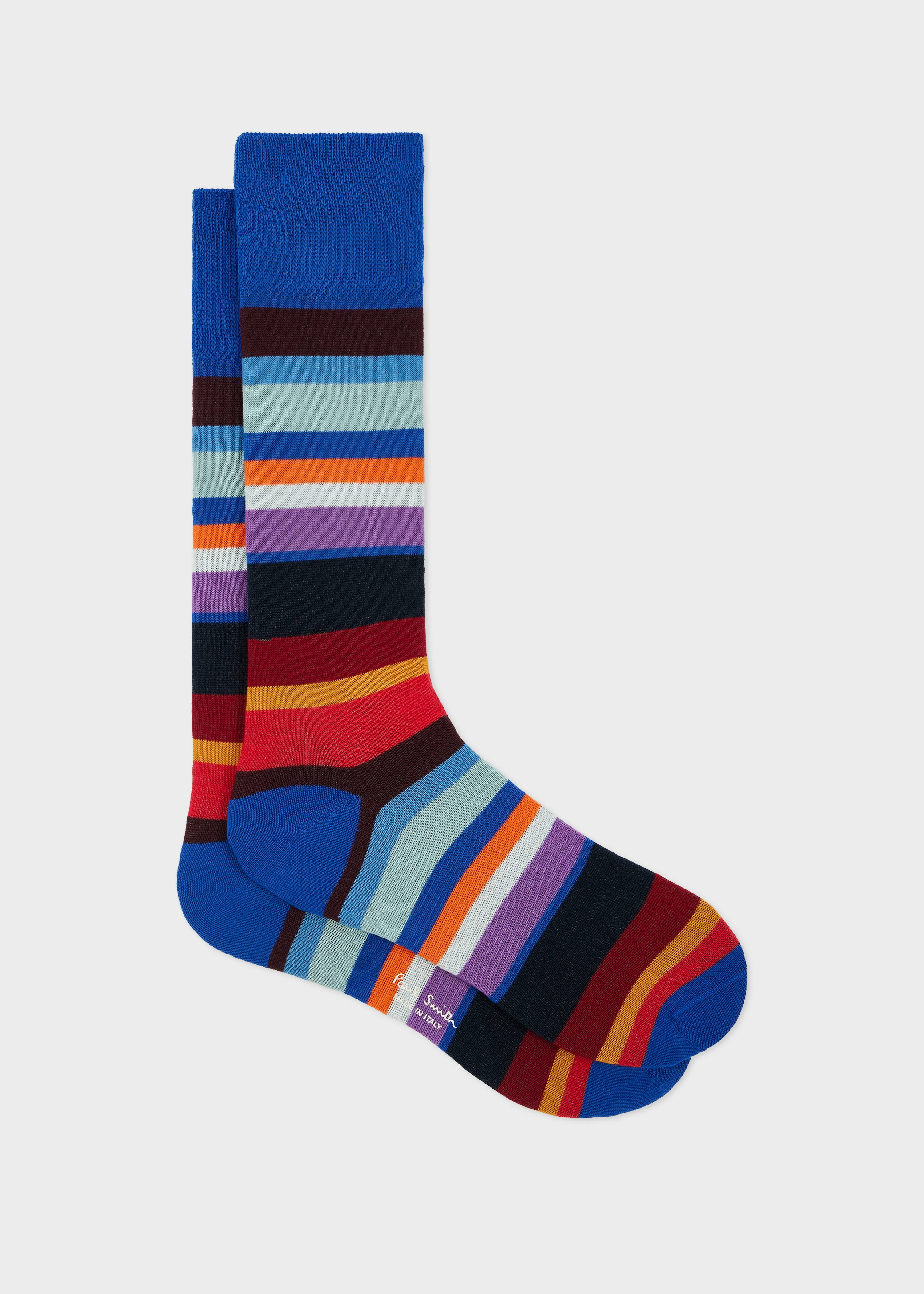 Blue Block Multicolour Stripe Socks - 1