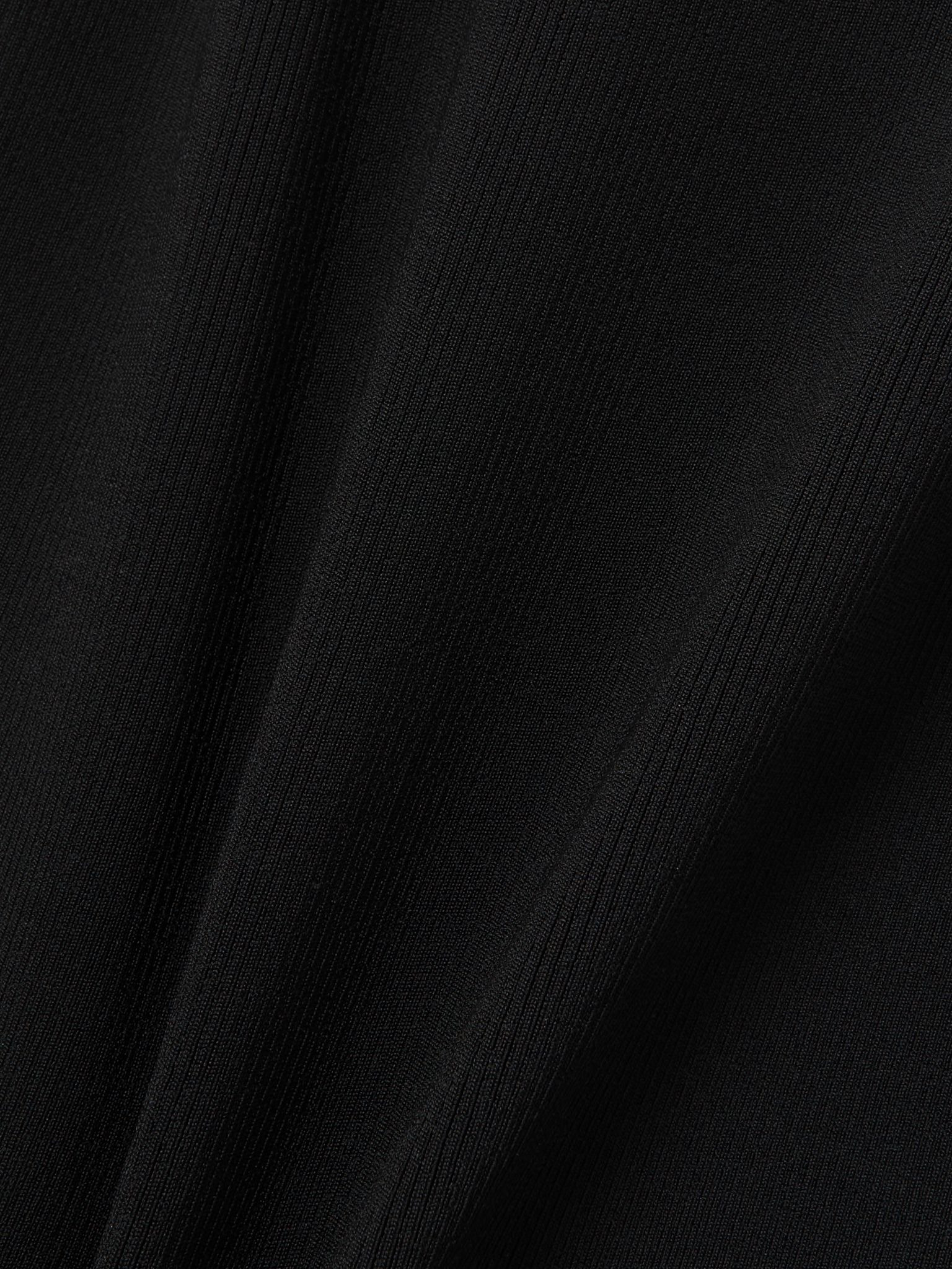 Chain-embellished ribbed-knit dress Black - 4