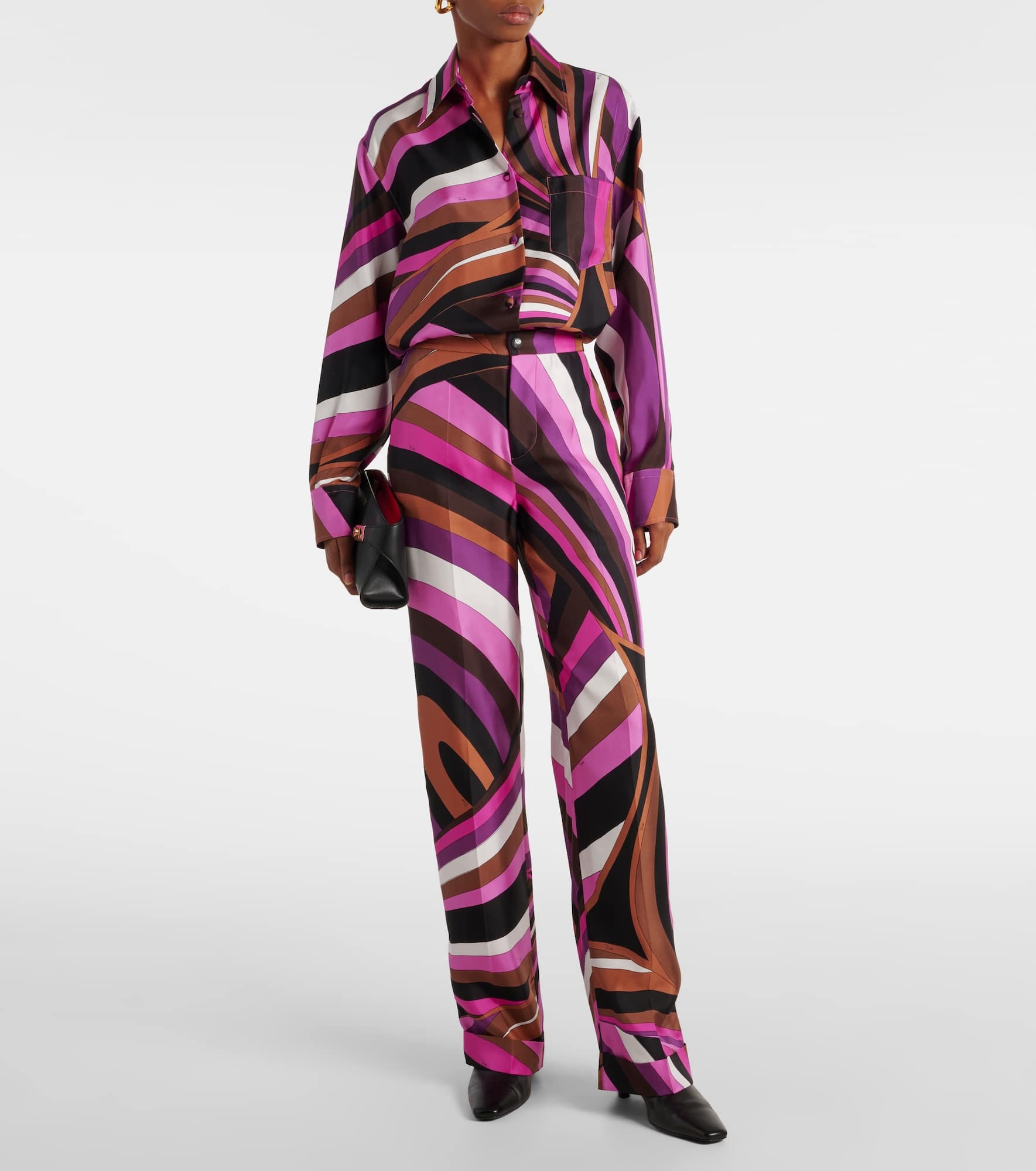Iride high-rise silk twill wide-leg pants - 2
