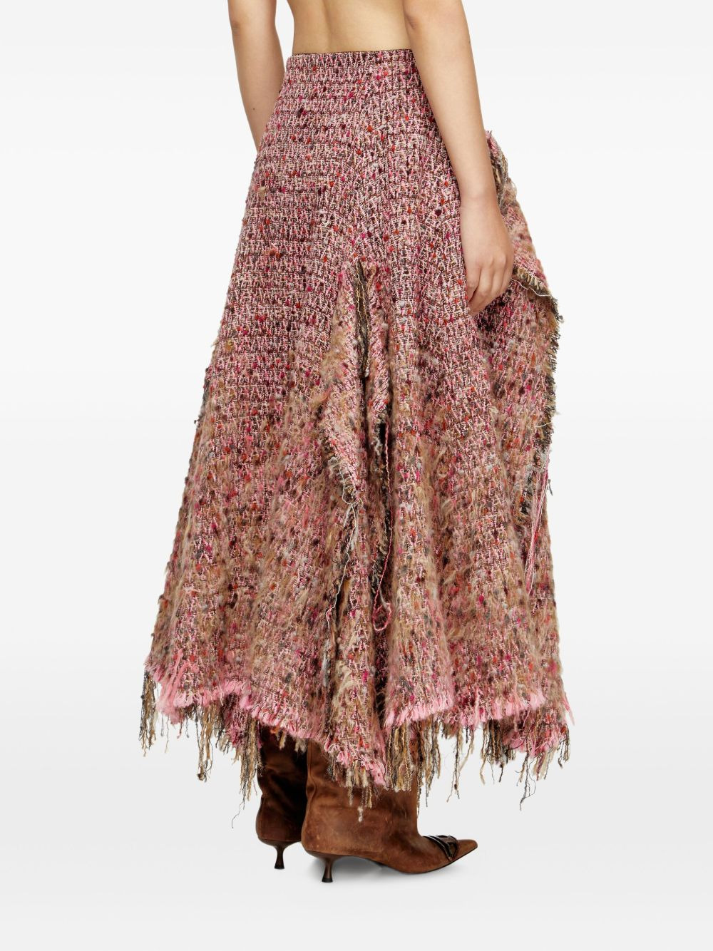 bouclé frayed asymmetrical skirt - 4