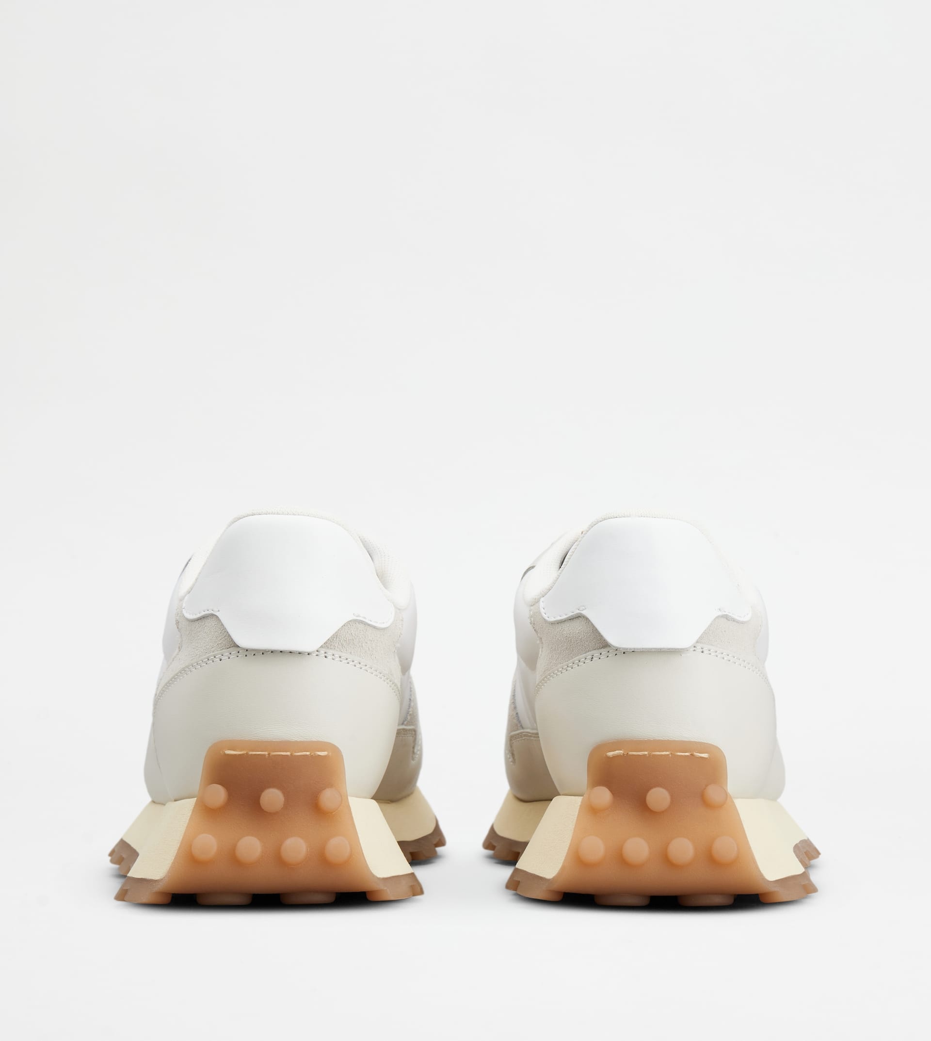 SNEAKERS IN LEATHER AND FABRIC - BEIGE, WHITE - 3