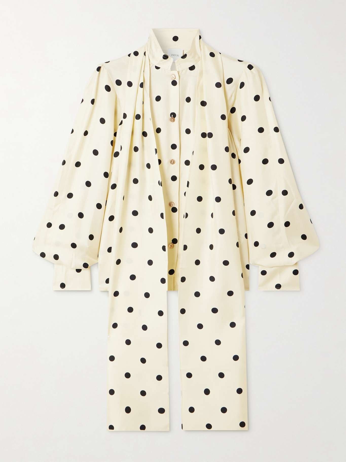 Pussy-bow polka-dot silk-twill blouse - 1