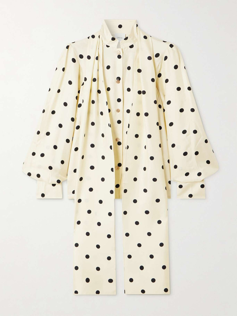 Pussy-bow polka-dot silk-twill blouse 1