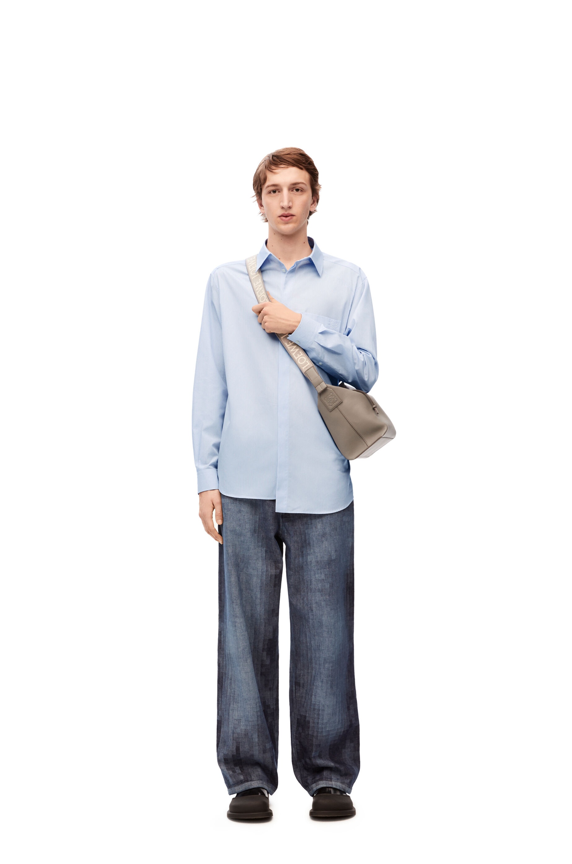 Asymmetric shirt in striped cotton - 2