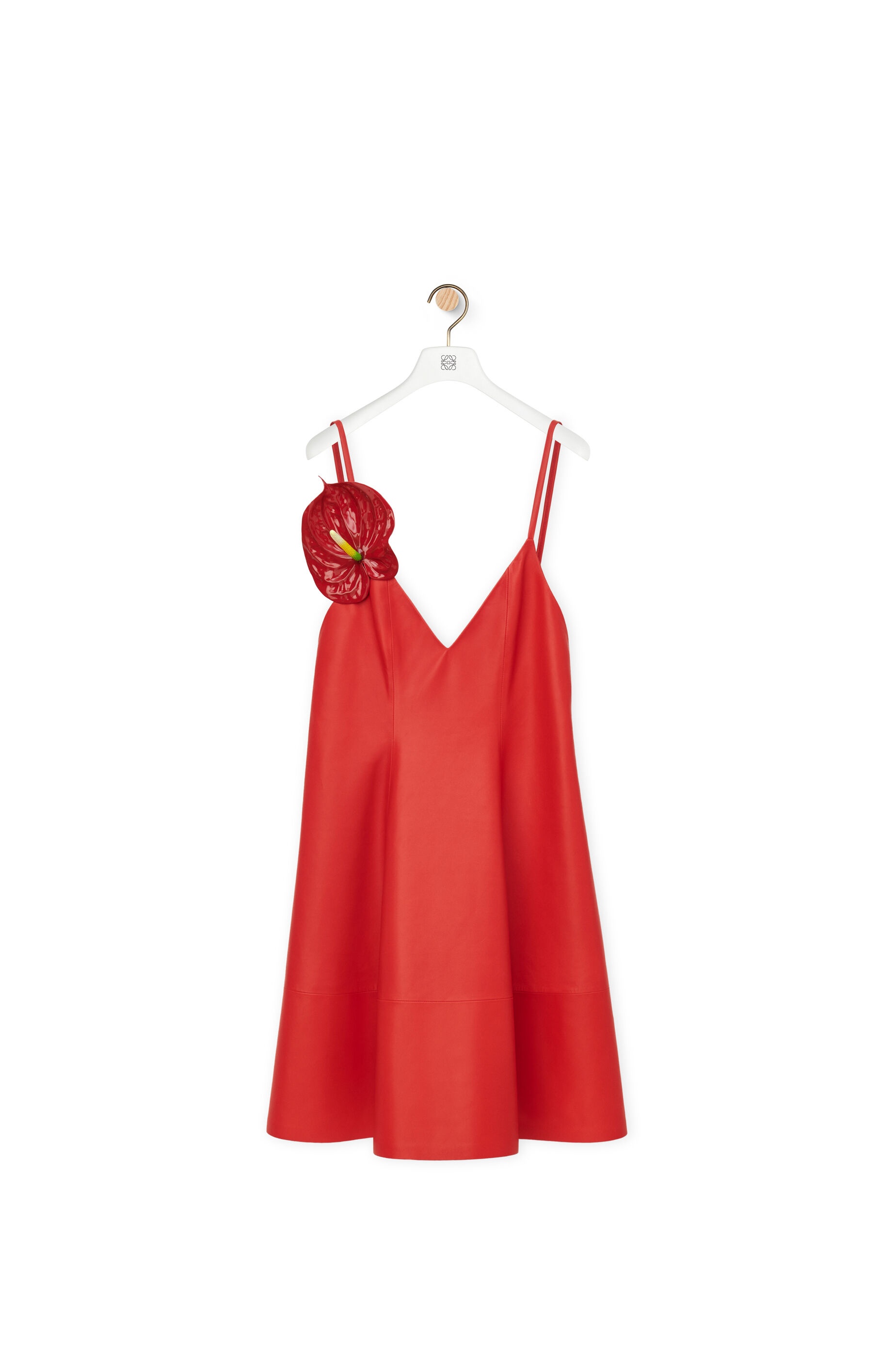 Anthurium strappy dress in nappa - 1