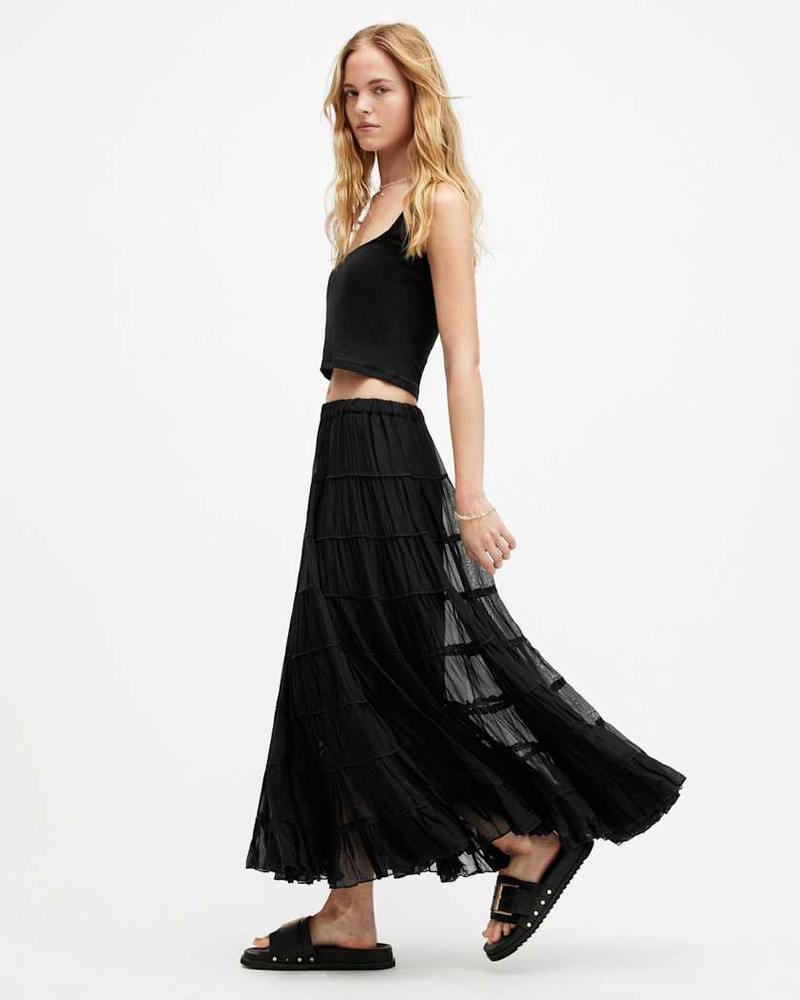 EVA ELASTICATED WAIST TIERED MAXI SKIRT 4