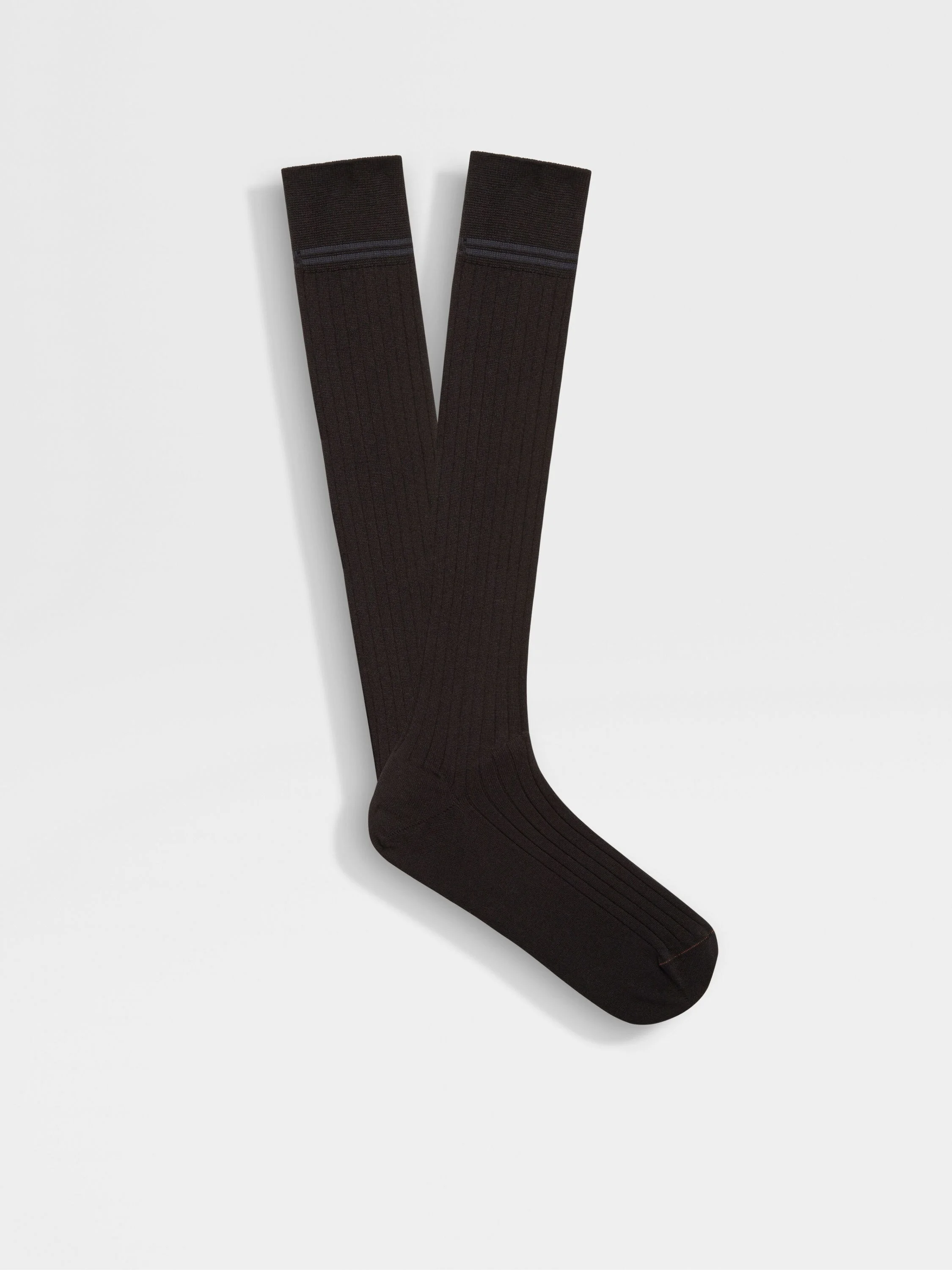 BLACK COTTON CASHMERE AND SILK SOCKS - 1