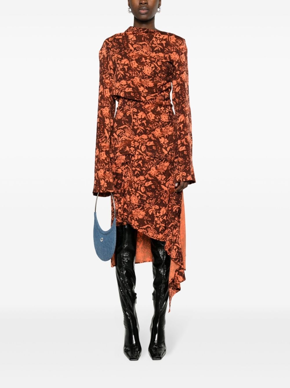 floral-print draped midi skirt - 2