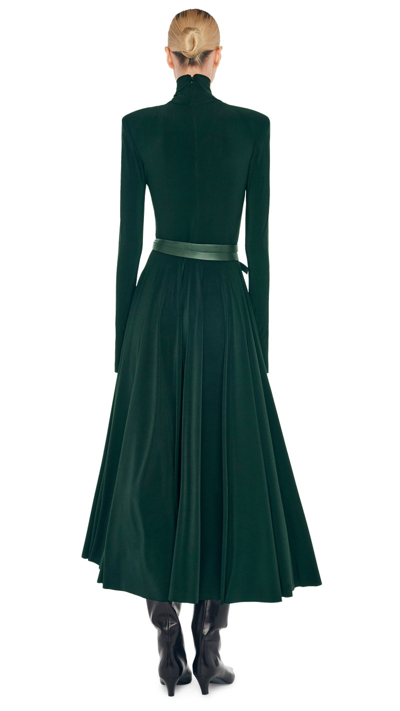 LS SHOULDER PAD TURTLE FLARED DRESS TO MIDCALF 3
