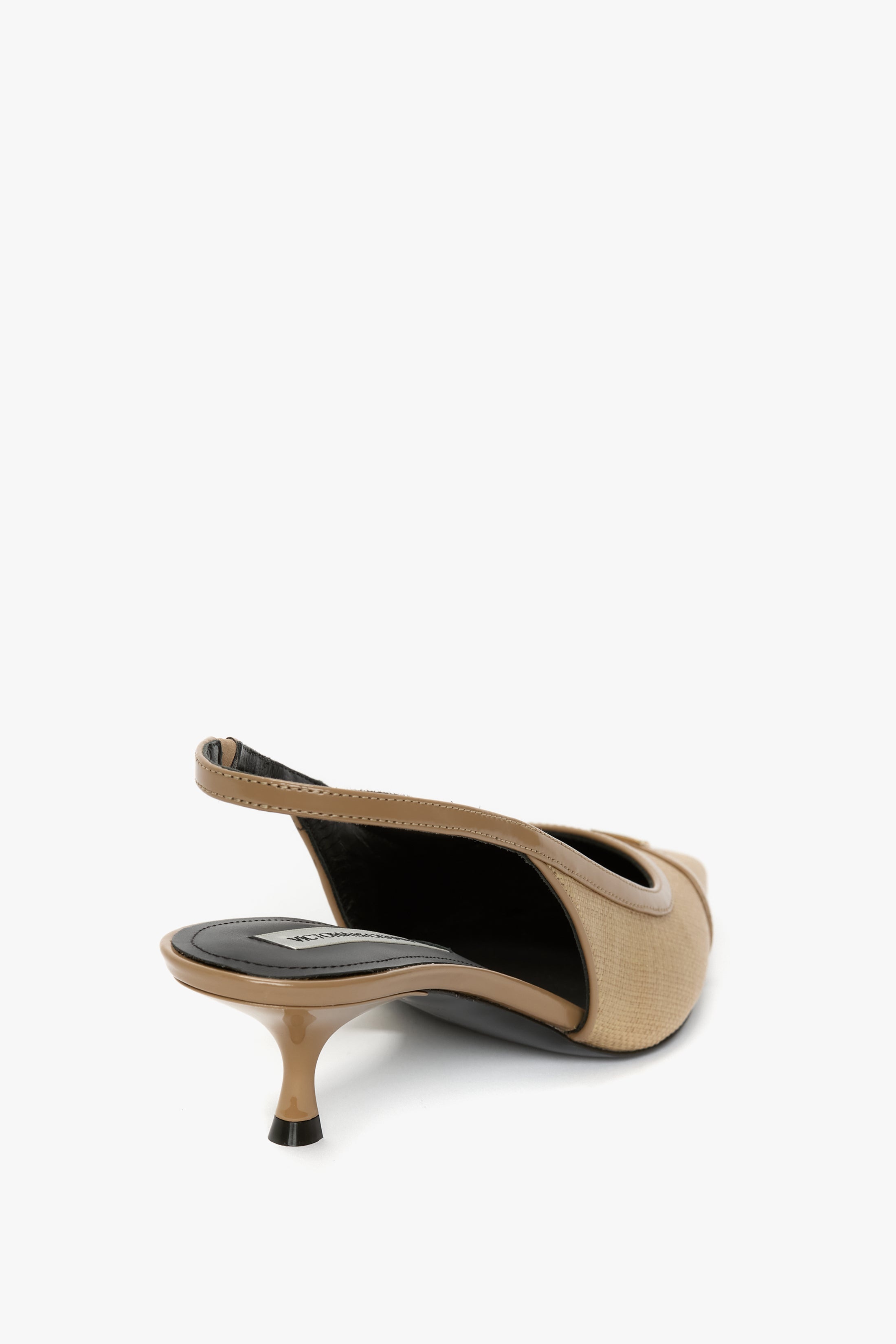 Rafia Slingback Kitten Heel In Light Beige - 3