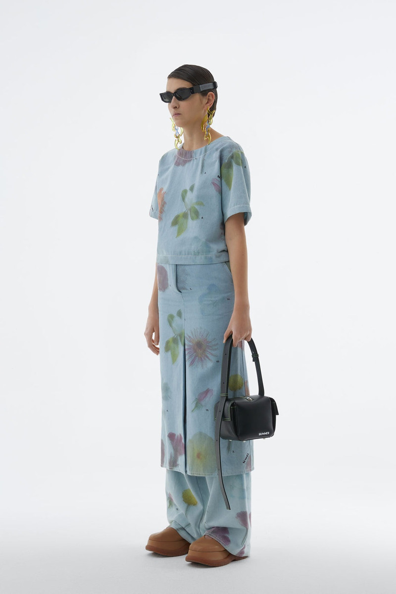 DENIM BOXY TOP WITH FLOWER PRINT 1