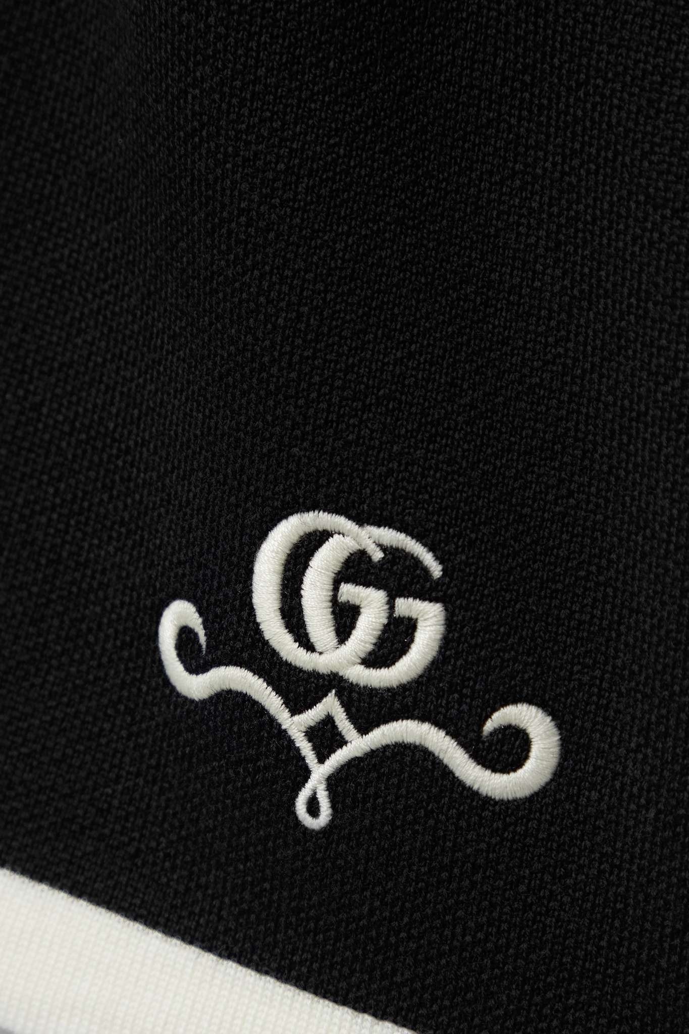 Two-tone embroidered wool-piqué top - 4